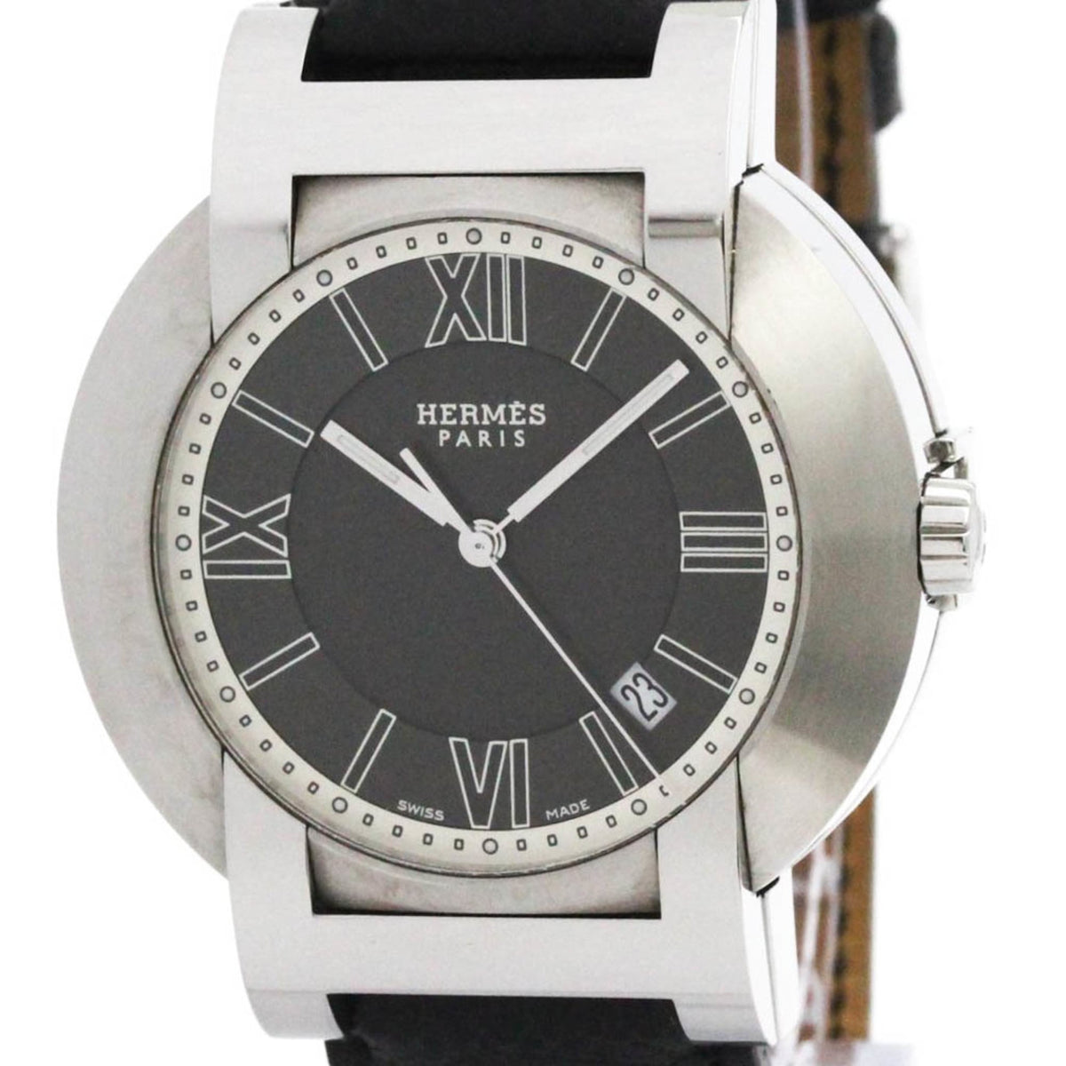 HERMES Nomade Compass Steel Auto Quartz Mens Watch NO2.910 Polished — Very Good