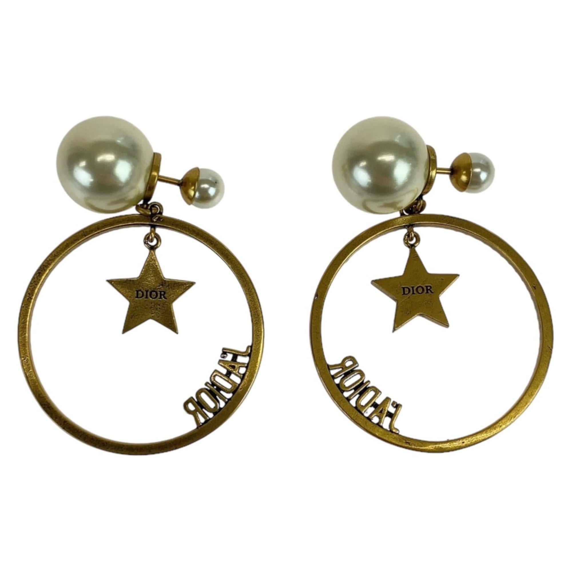 Christian Dior Dior JA DIOR Gold Faux Pearl Metal Earrings for Women