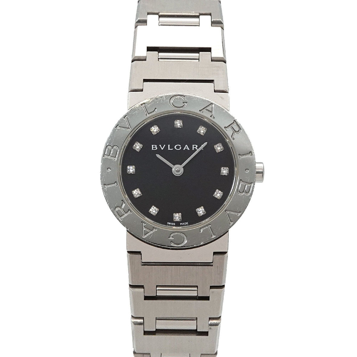 BVLGARI BB26SS Women's Watch 12P Diamond Black Quartz — Very Good