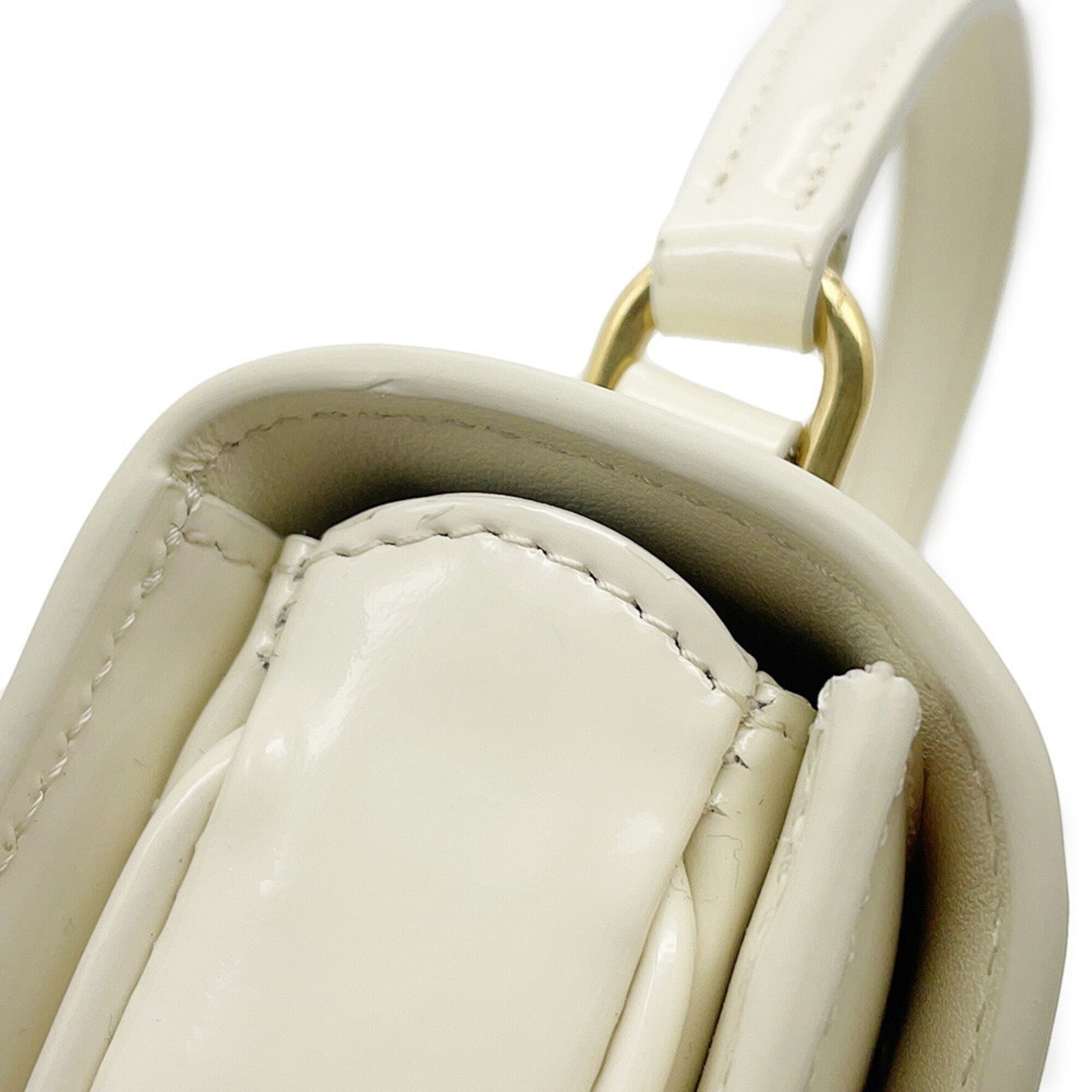 Celine Mini Buzas Patent Leather Handbag 10L063ETZ CELINE 2-way Shoulder Bag White Fendi Women's FENDI — Like New