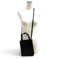 LOEWE A933S30X01 Standard A5 Tote Leather 2-Way Shoulder Bag, Black, Made in Spain, Women's — Like New