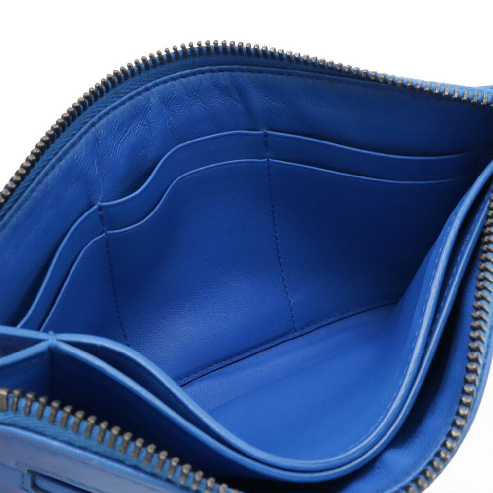 BOTTEGA VENETA Bottega Veneta Intrecciato Clutch Bag Second Leather Blue — Like New
