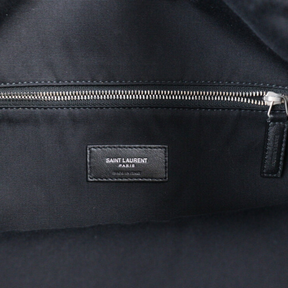 Yves Saint Laurent SAINT LAURENT PARIS Saint-Laurent Paris Backpack Daypack 553919 HPQ4E 1070 Canvas Lambskin Black Drawstring Palm Tree Pattern — Like New