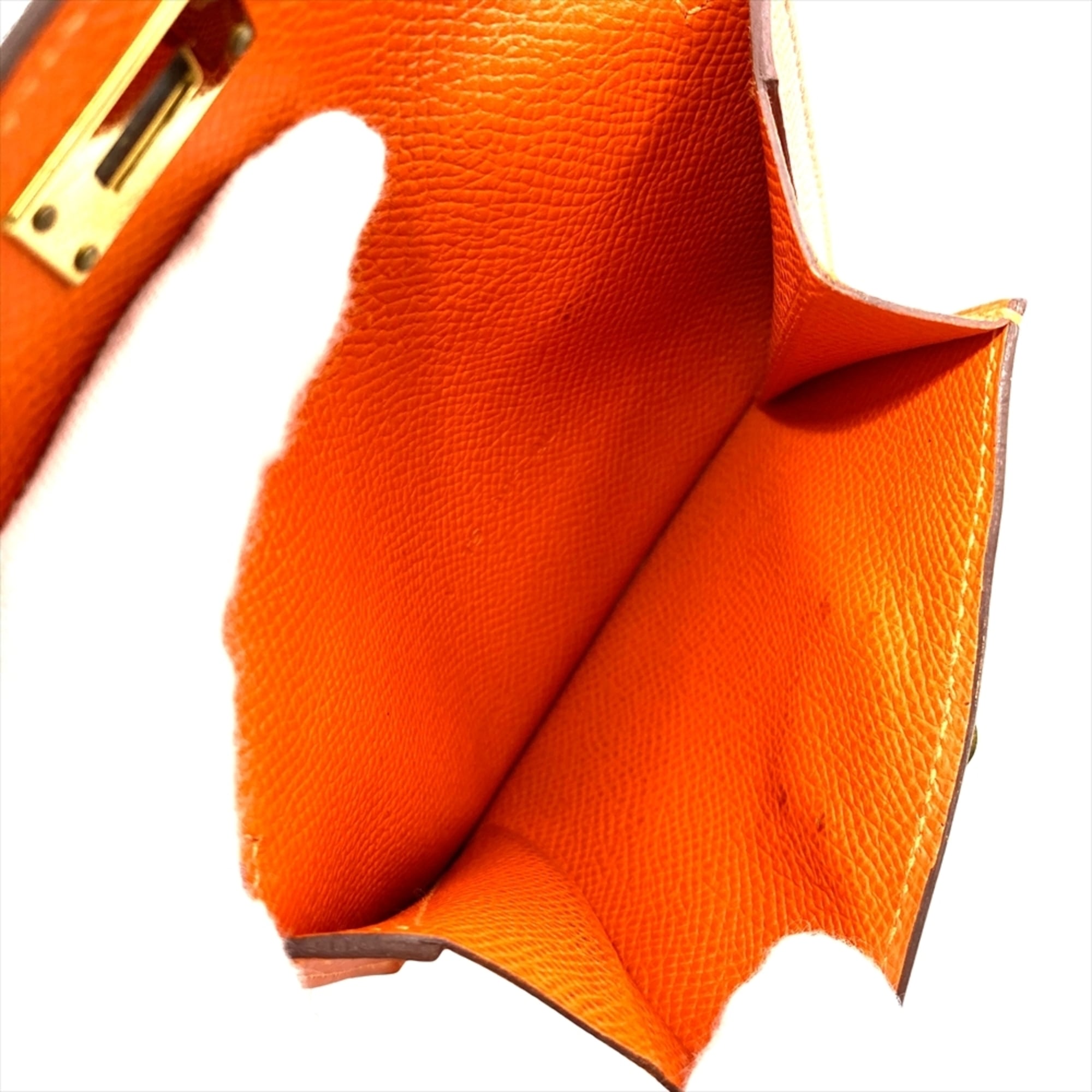 Hermes Hermès Kelly Pocket Compact Wallet/Coin Case, Epsom Leather, Y Stamp, Orange, Gold Hardware