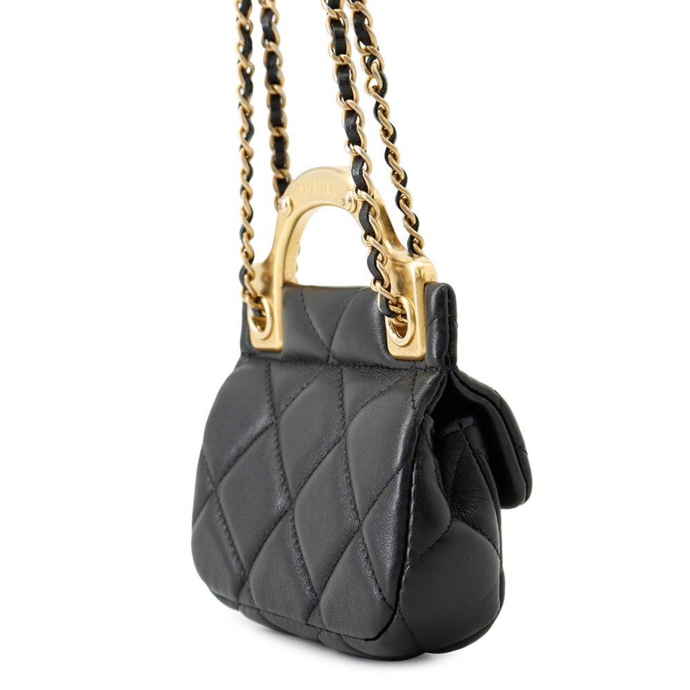 Chanel Chain Shoulder Bag Matelassé Coco Mark Lambskin AP2271 CHANEL Black Handbag Women's — Like New