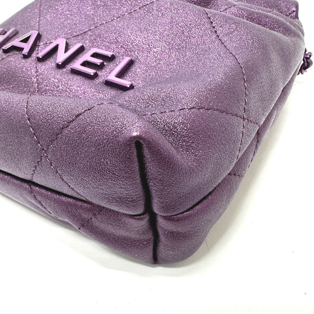 CHANEL AS3980 CHANEL22 Glitter All Purple Shoulder Bag Leather Women's — New - Store Return
