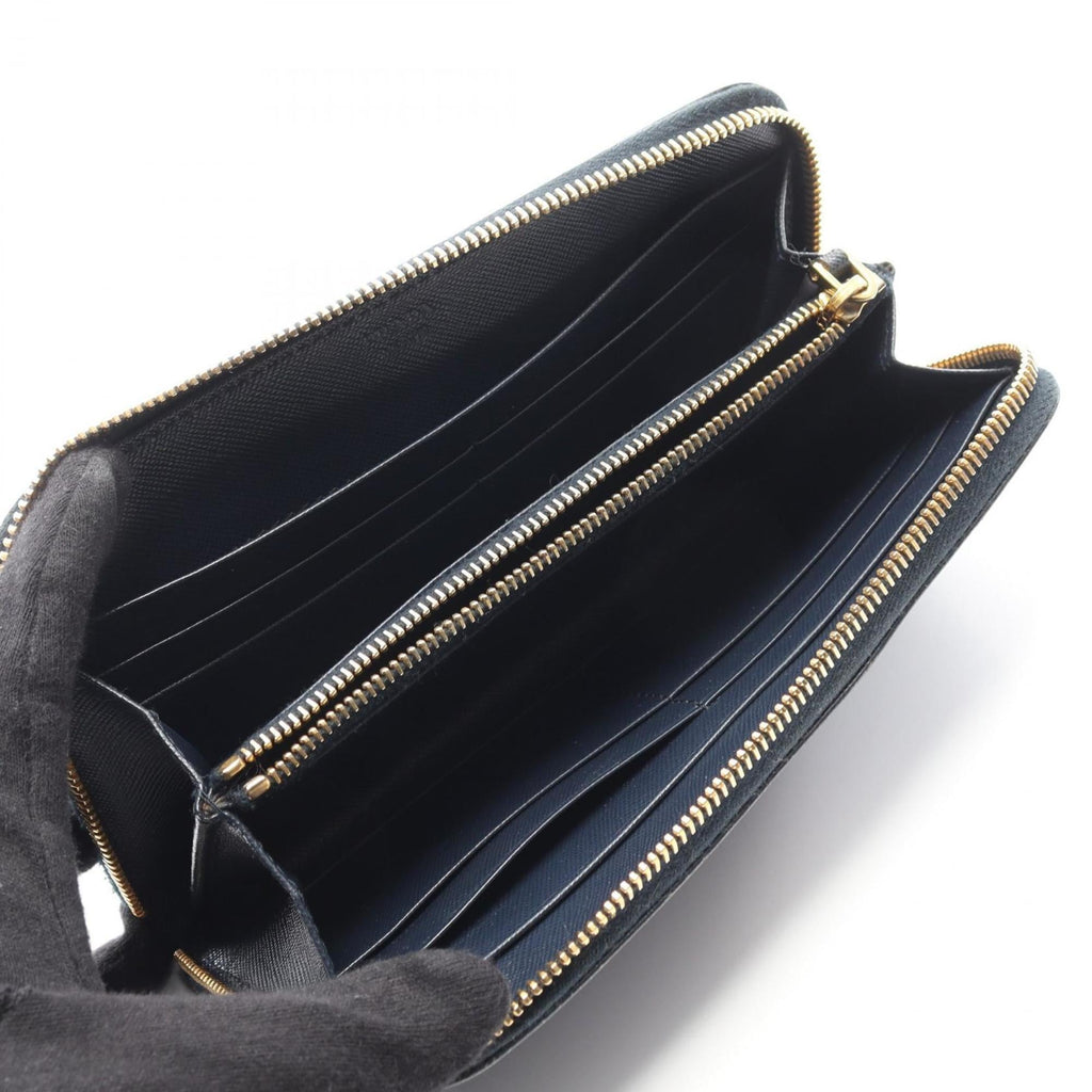Prada SAFFIANO METAL Round Long Wallet in Saffiano Leather, Navy Blue, Women's, 1M0506