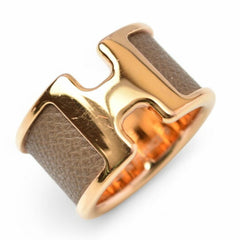 Hermes Ring/Olympe GM HERMES Leather/Metal S Size/Approx. Size 11 Etoupe/Gold — Like New