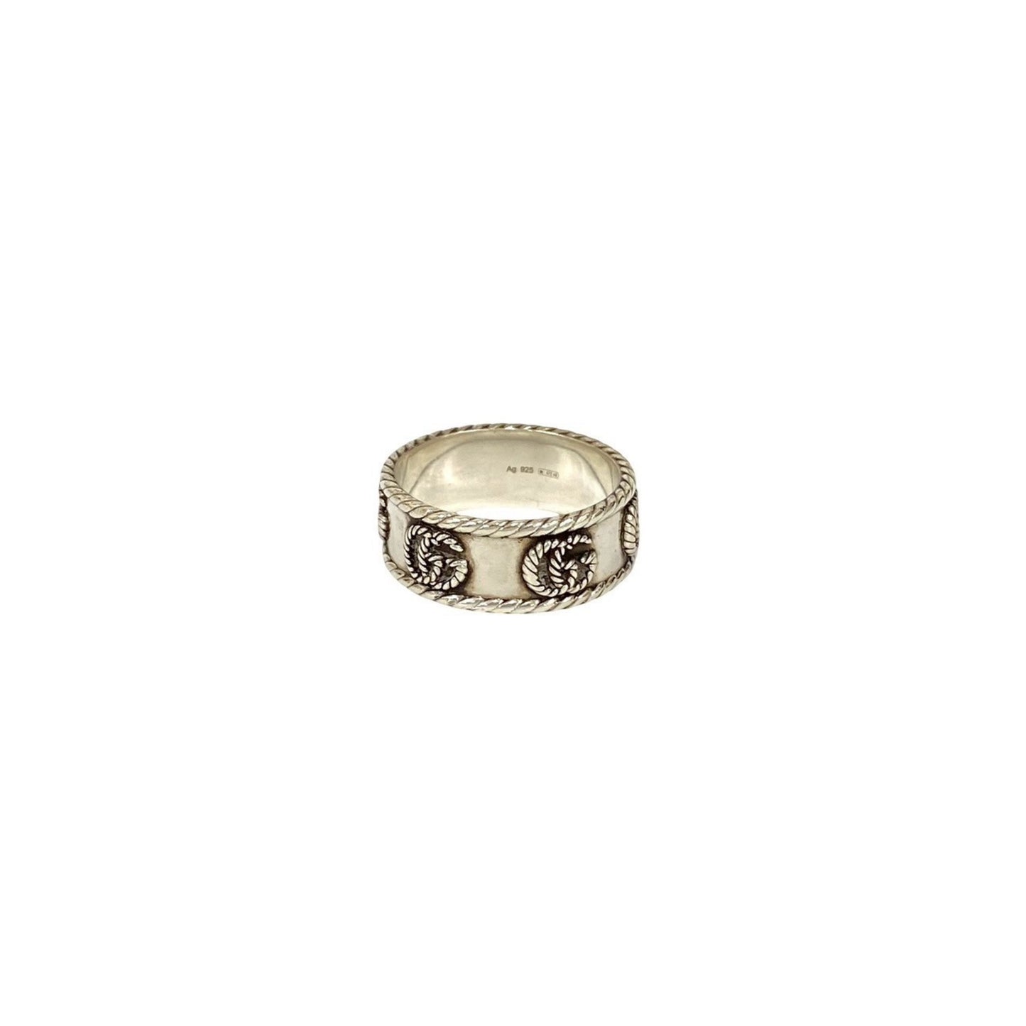 GUCCI Double G Wide Ring, Sterling Silver, Size 20, Men's, 51441