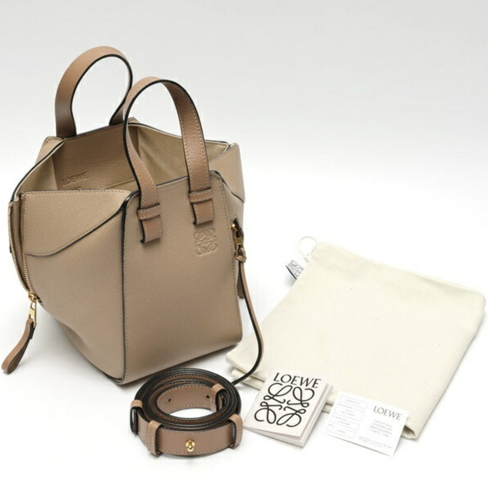 LOEWE Hammock Bag Compact A538H13X03 in Calfskin Sand (Greige) — Like New