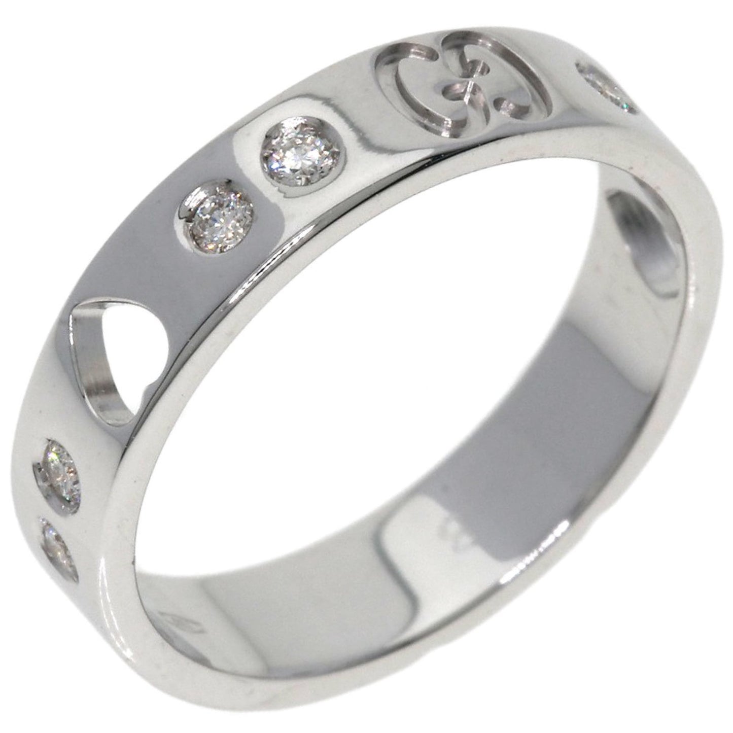 Gucci Amor Heart 10P Diamond #8 Ring, K18 White Gold, Women's, GUCCI