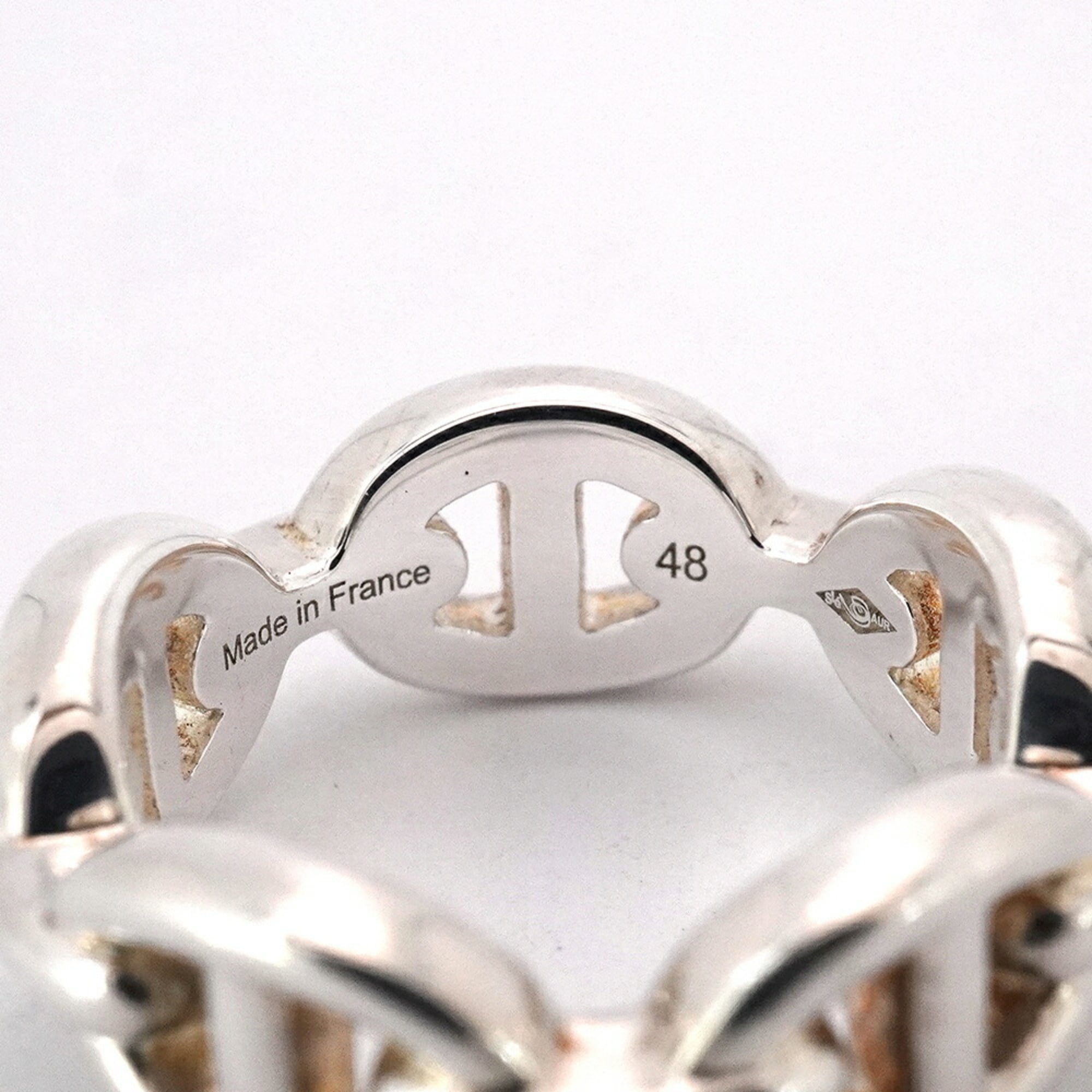 Hermes Ancienne Chaine d'Ancre Ring, Silver 925, #48, Women's
