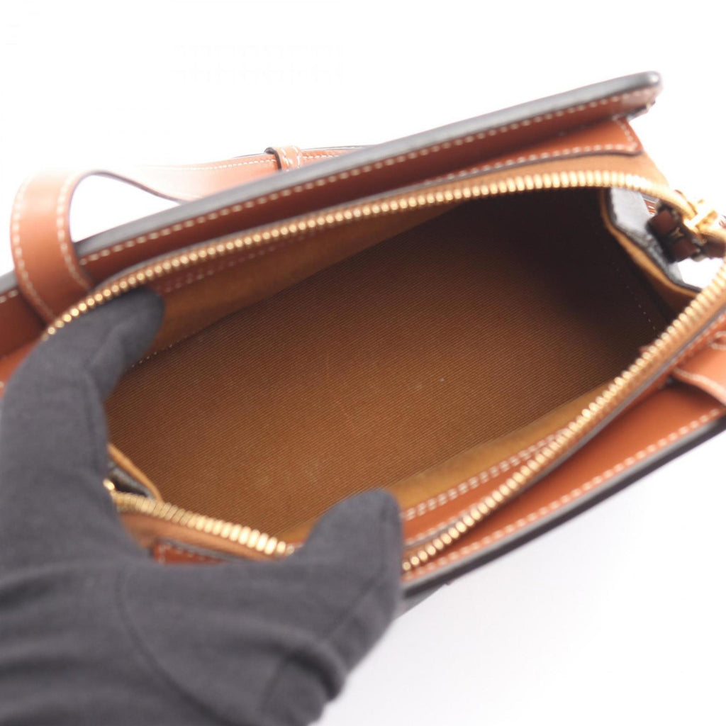 Celine Teen Cabadoux France Triomphe Shoulder Bag, Coated Canvas and Leather, Women's, Black Brown, 191992BZJ.04LU