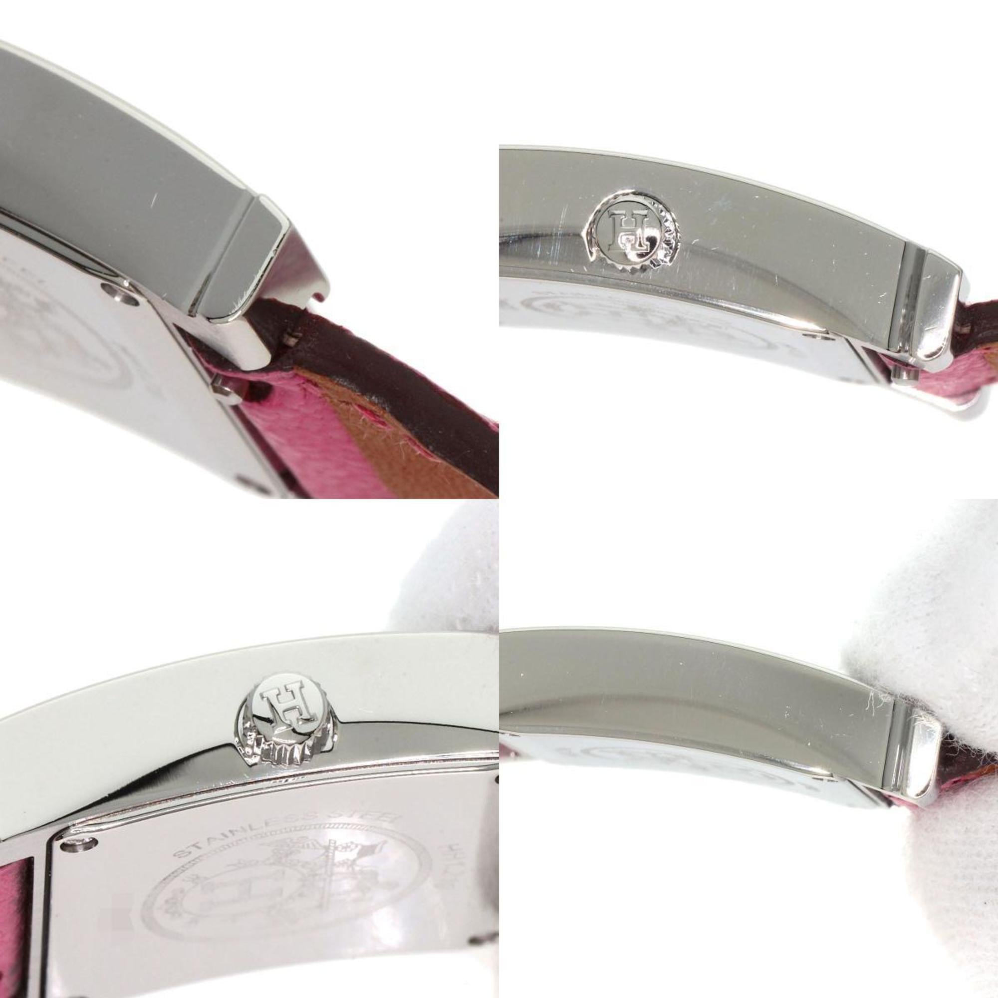 Hermes HH1.210 H Watch Stainless Steel Leather Ladies HERMES — Very Good