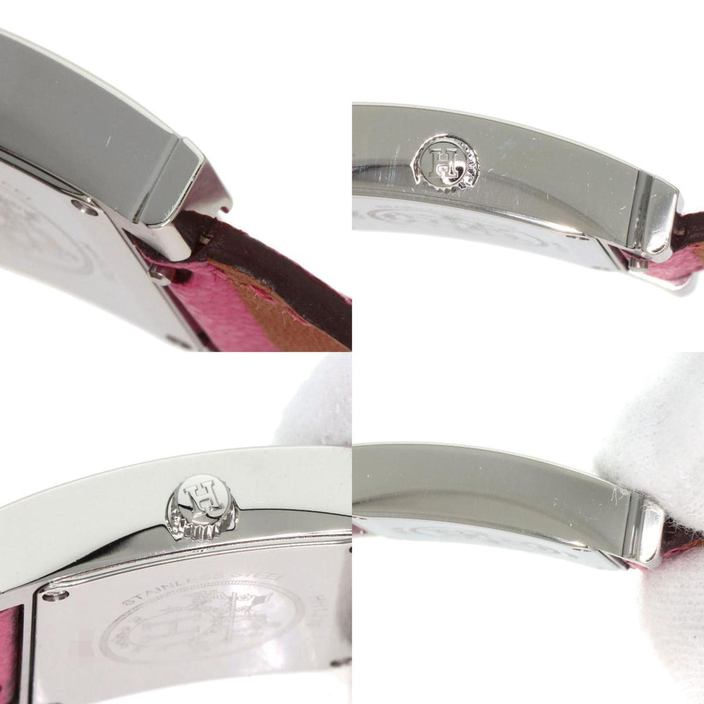 Hermes HH1.210 H Watch Stainless Steel Leather Ladies HERMES — Very Good