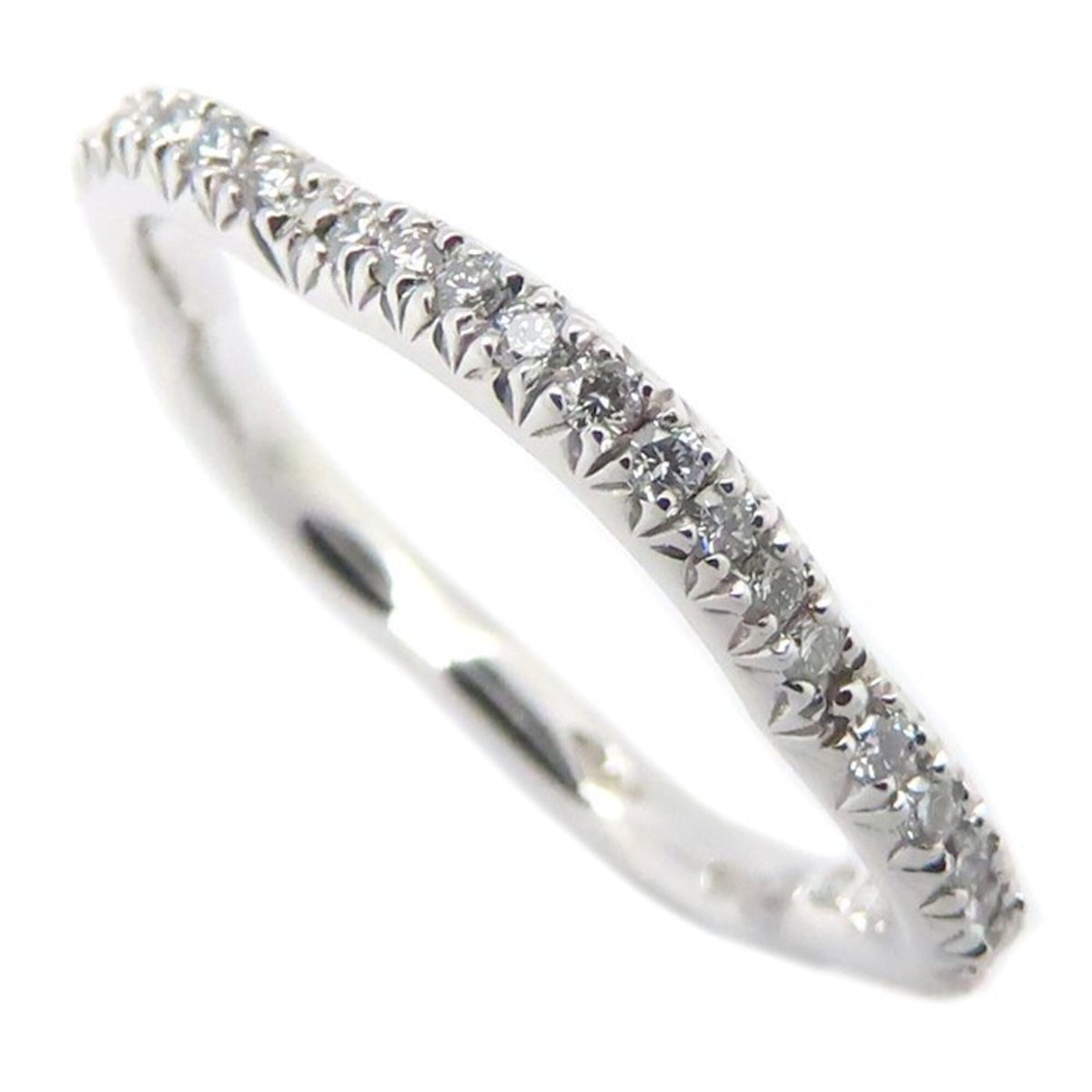 CHANEL Camellia Diamond Eternity Ring, Size #48, 18K White Gold, Women's, J3211 295242 — Like New