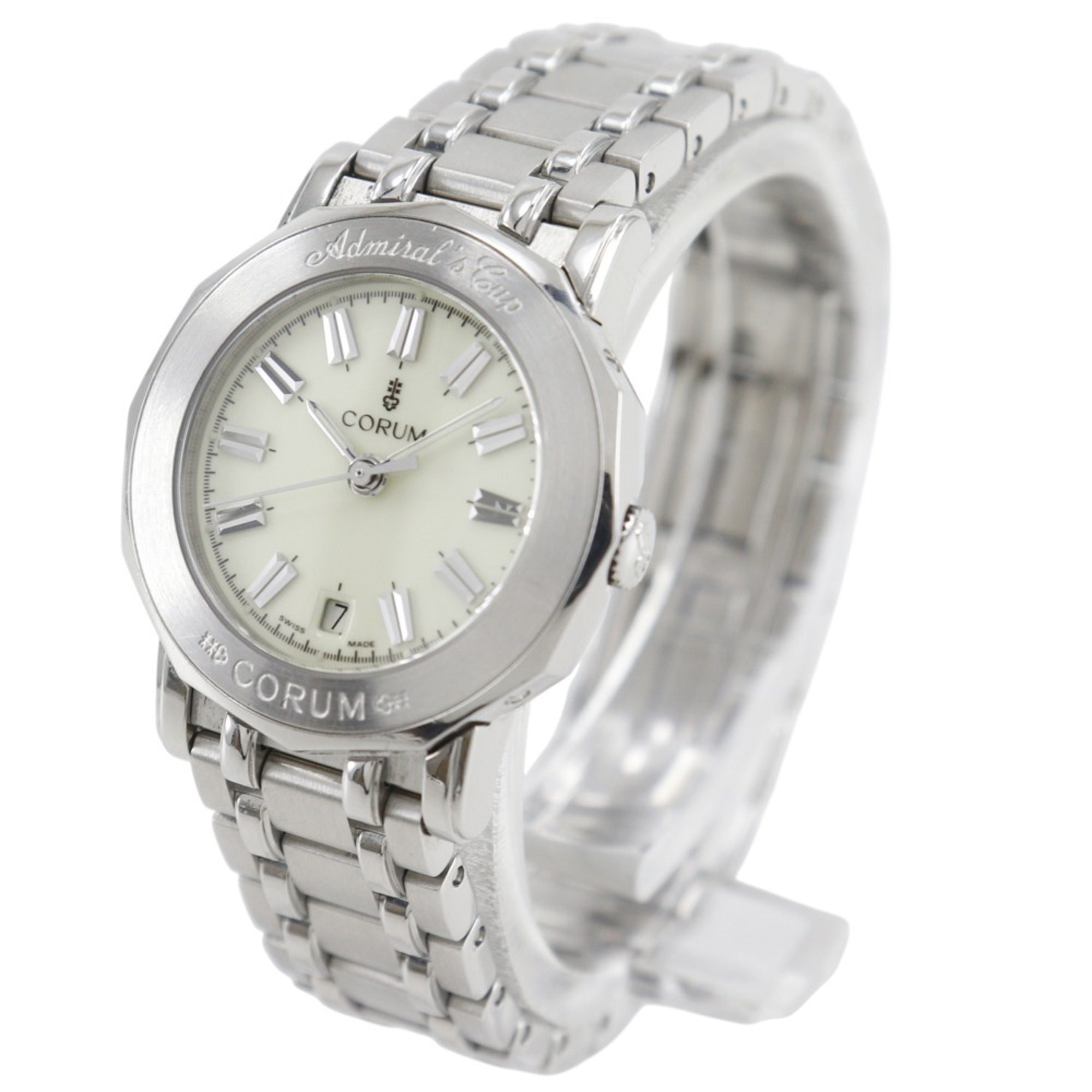 Corum Admiral's Cup Watch, 39.130.20.V585, Stainless Steel, Quartz Movement, Analog Display, Ivory Dial, Women's — Good