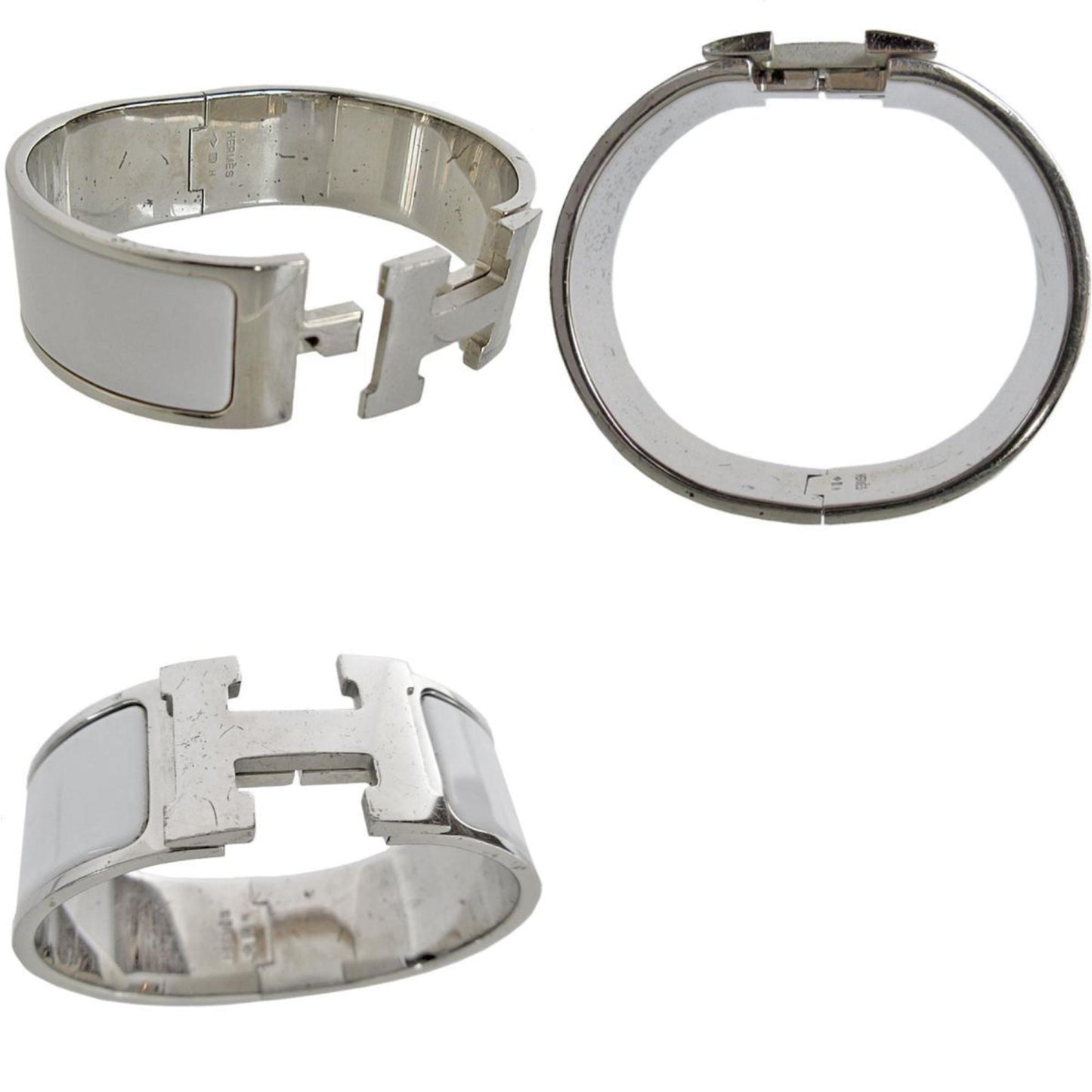 Hermes HERMES bangle bracelet click clack metal enamel silver white ladies s0456i
