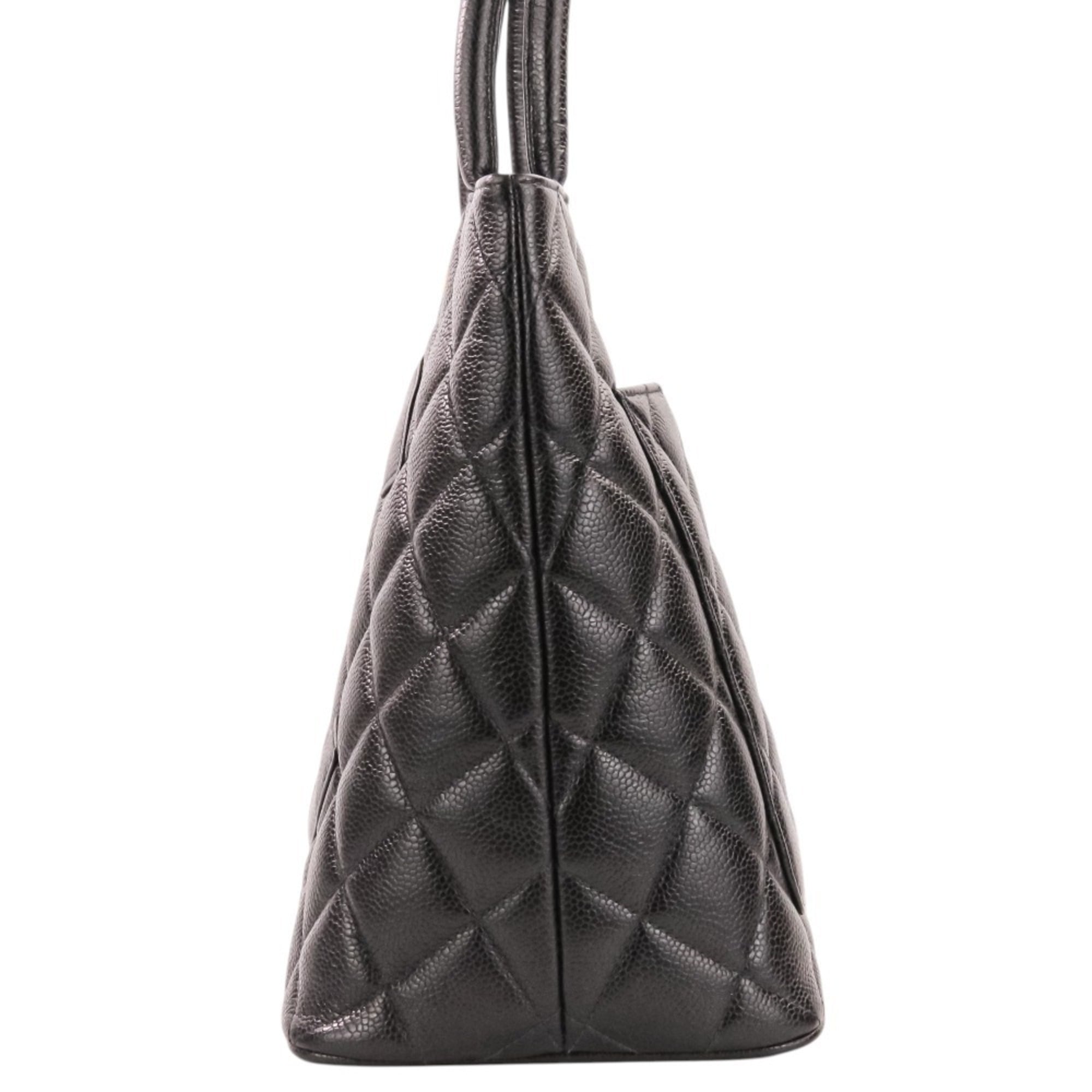 CHANEL Chanel Caviar Skin Matelassé Coco Mark Leather Reissue Tote Handbag A01804 Black Women's — Like New