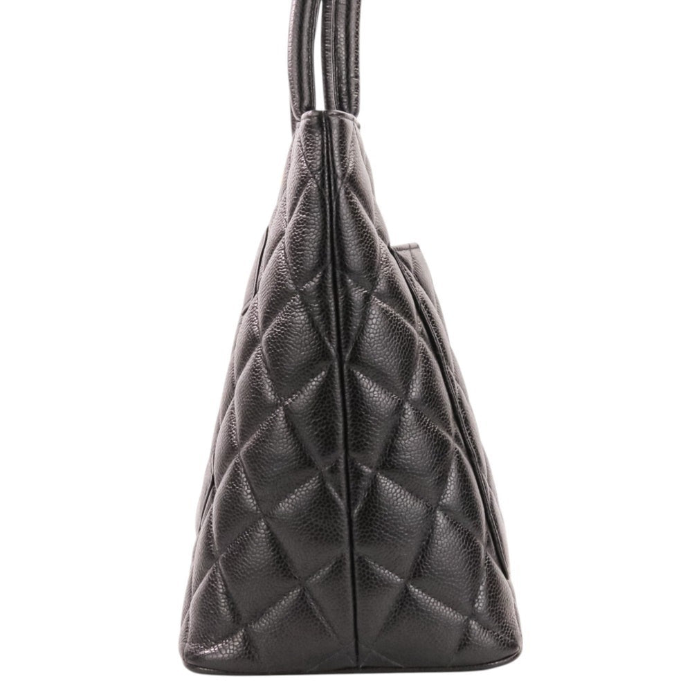 CHANEL Chanel Caviar Skin Matelassé Coco Mark Leather Reissue Tote Handbag A01804 Black Women's — Like New
