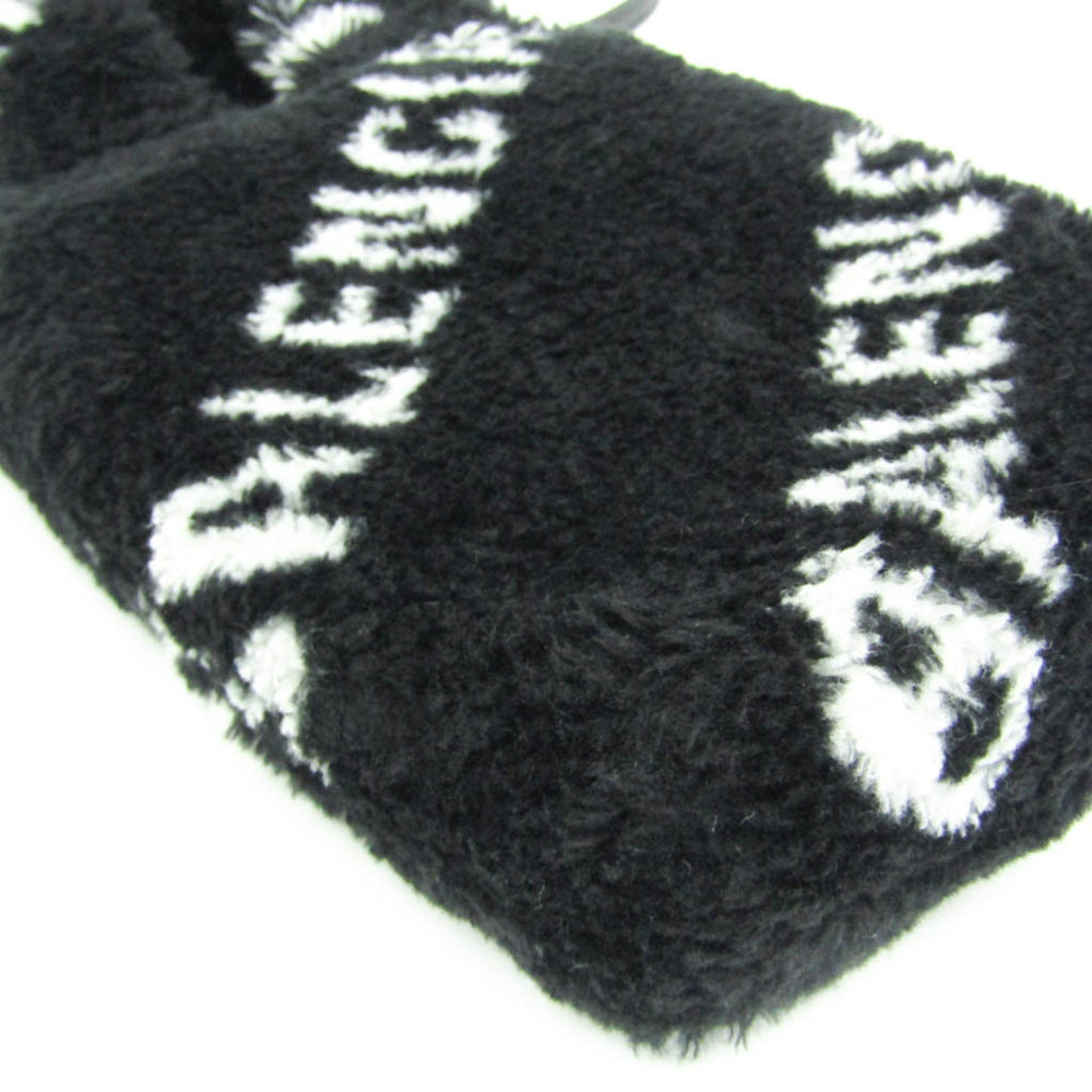 Balenciaga Everyday Phone Holder 596564 Women's Leather,Faux Fur Handbag,Shoulder Bag Black,White — Like New