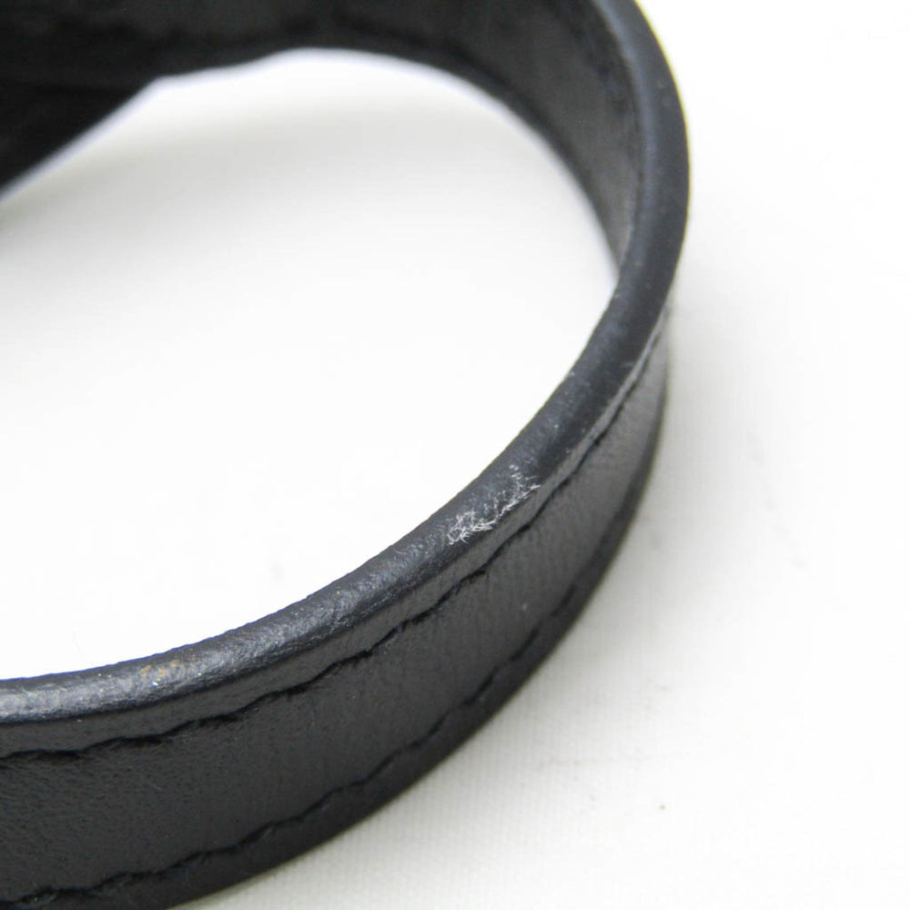 Hermes Leather,Metal Bangle Black,Silver — Like New