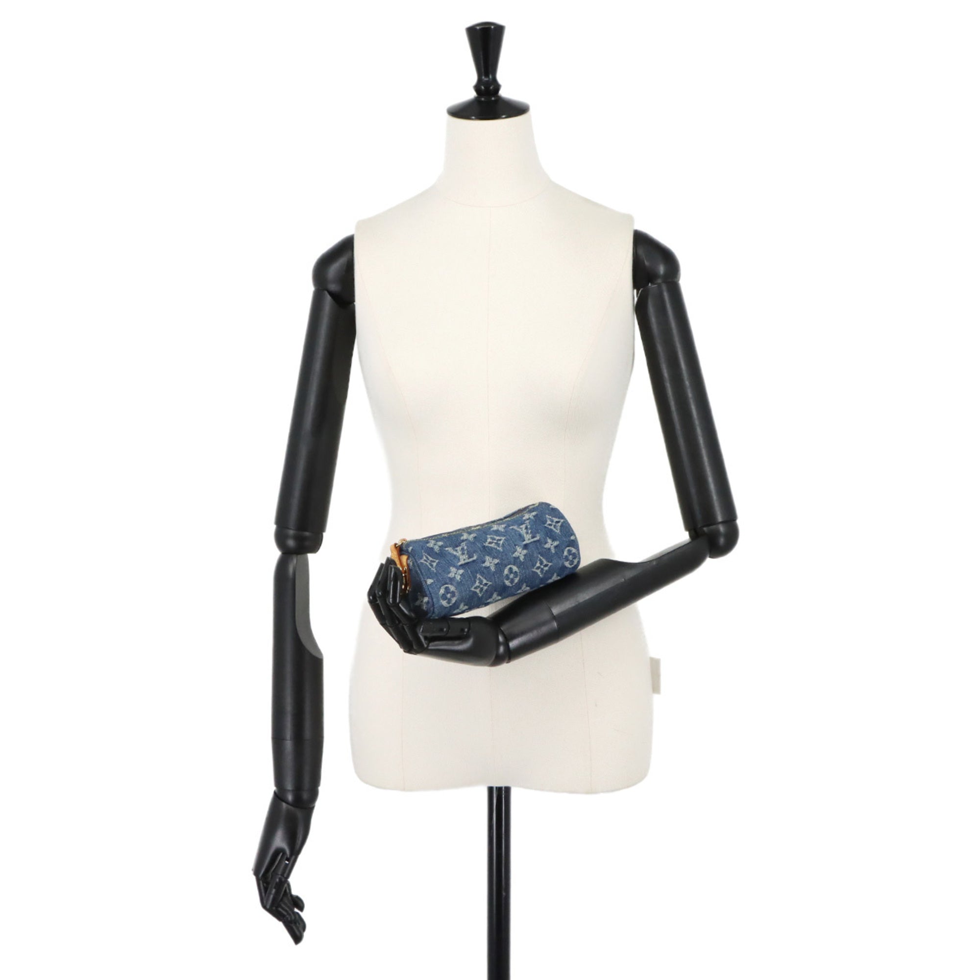 Louis Vuitton Monogram Denim Trousse Speedy GM Handbag Pouch Blue M95081 Gold Hardware — Like New