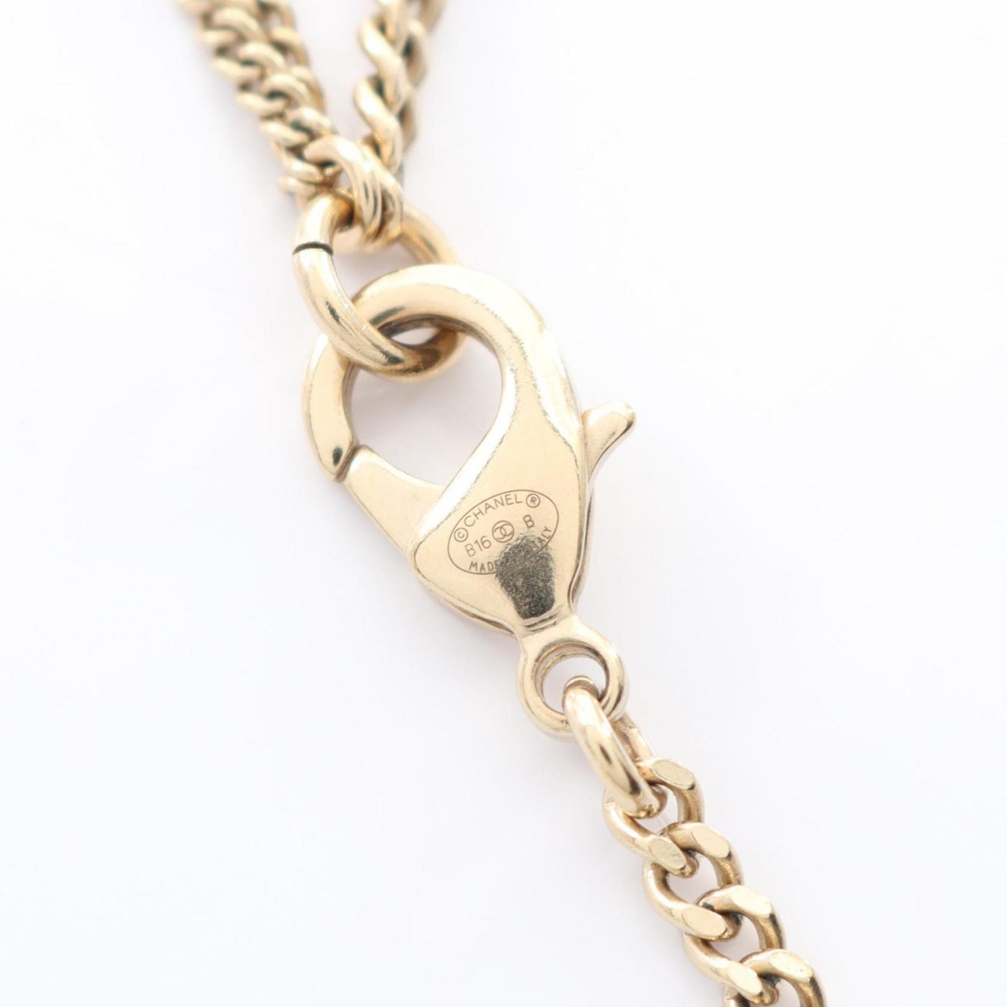 Chanel Coco Mark Necklace, Gold Plated with Faux Pearls, Women's, and White