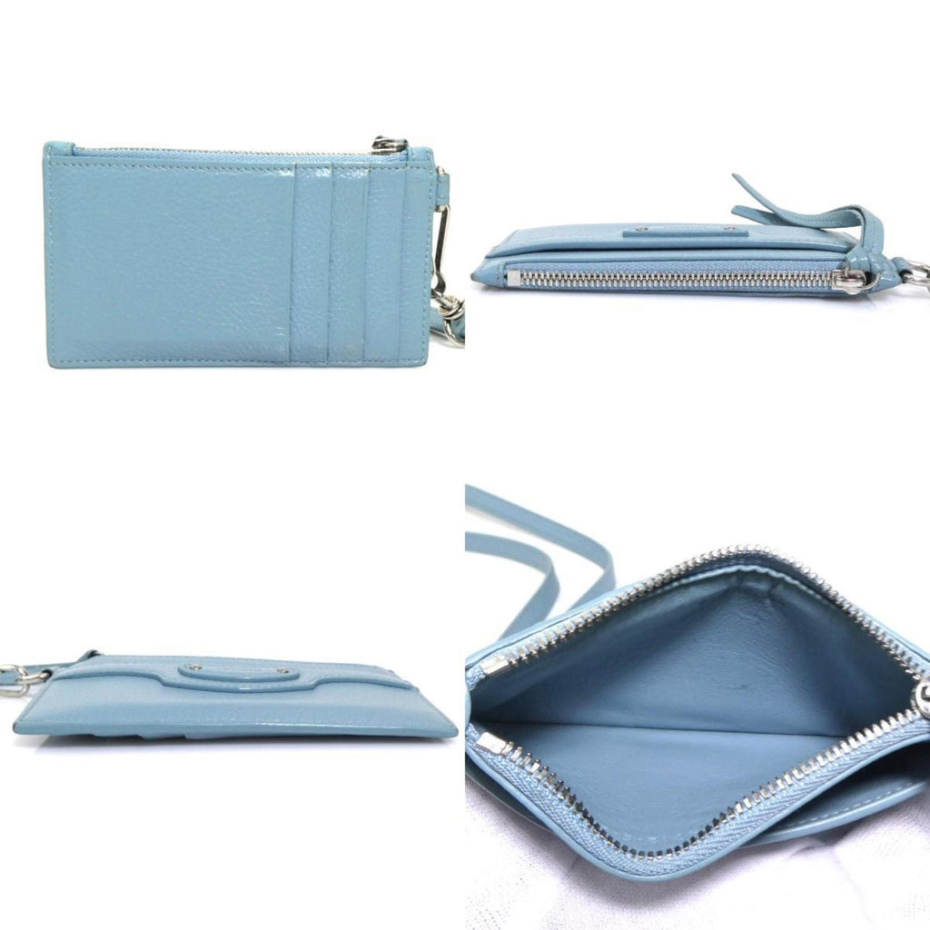 Balenciaga BALENCIAGA wallet/coin case, light blue leather, for men and women, 56460a