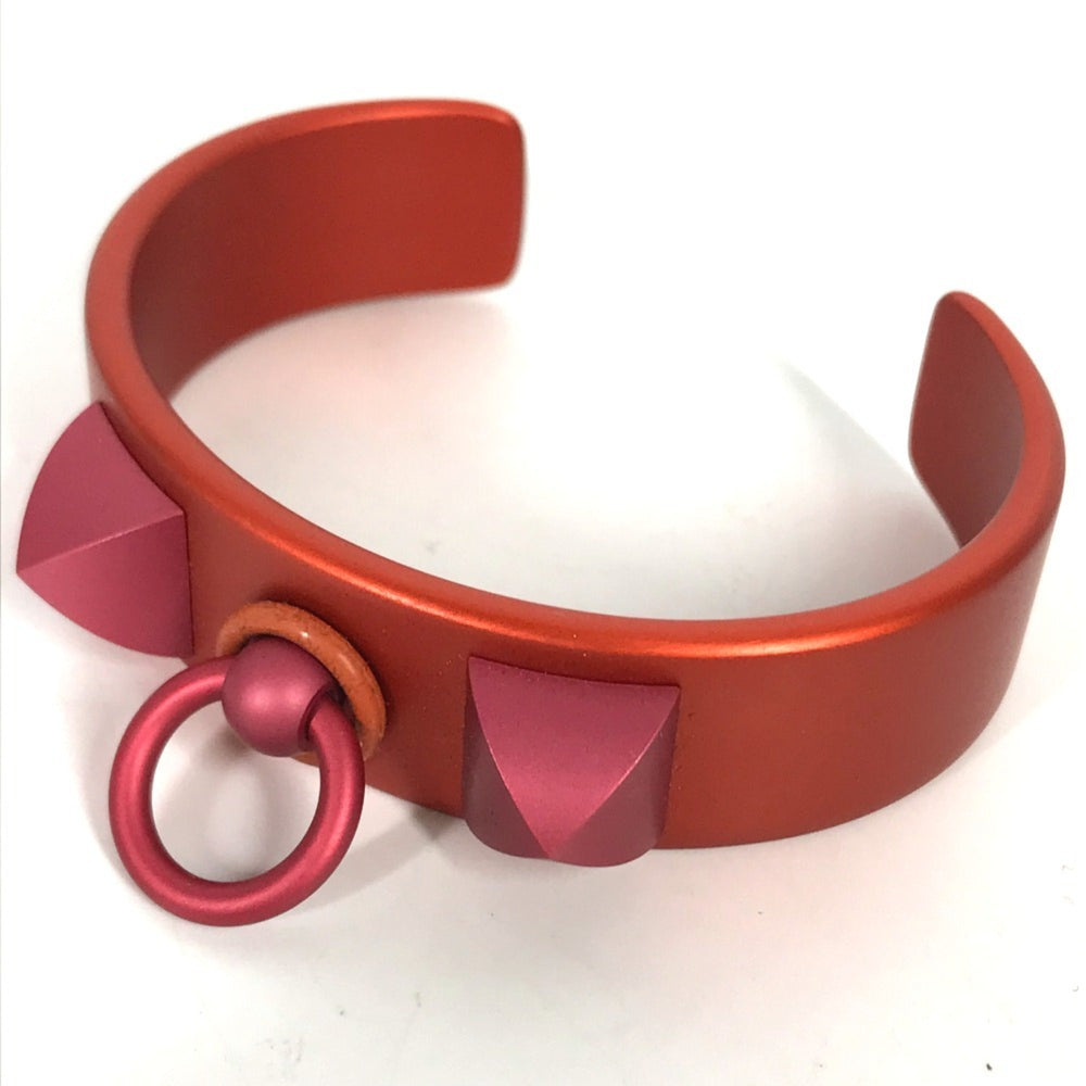 HERMES Collier de Chien Medor Sunset Bracelet Bangle, Aluminum, Women's, Orange, Like New — Like New