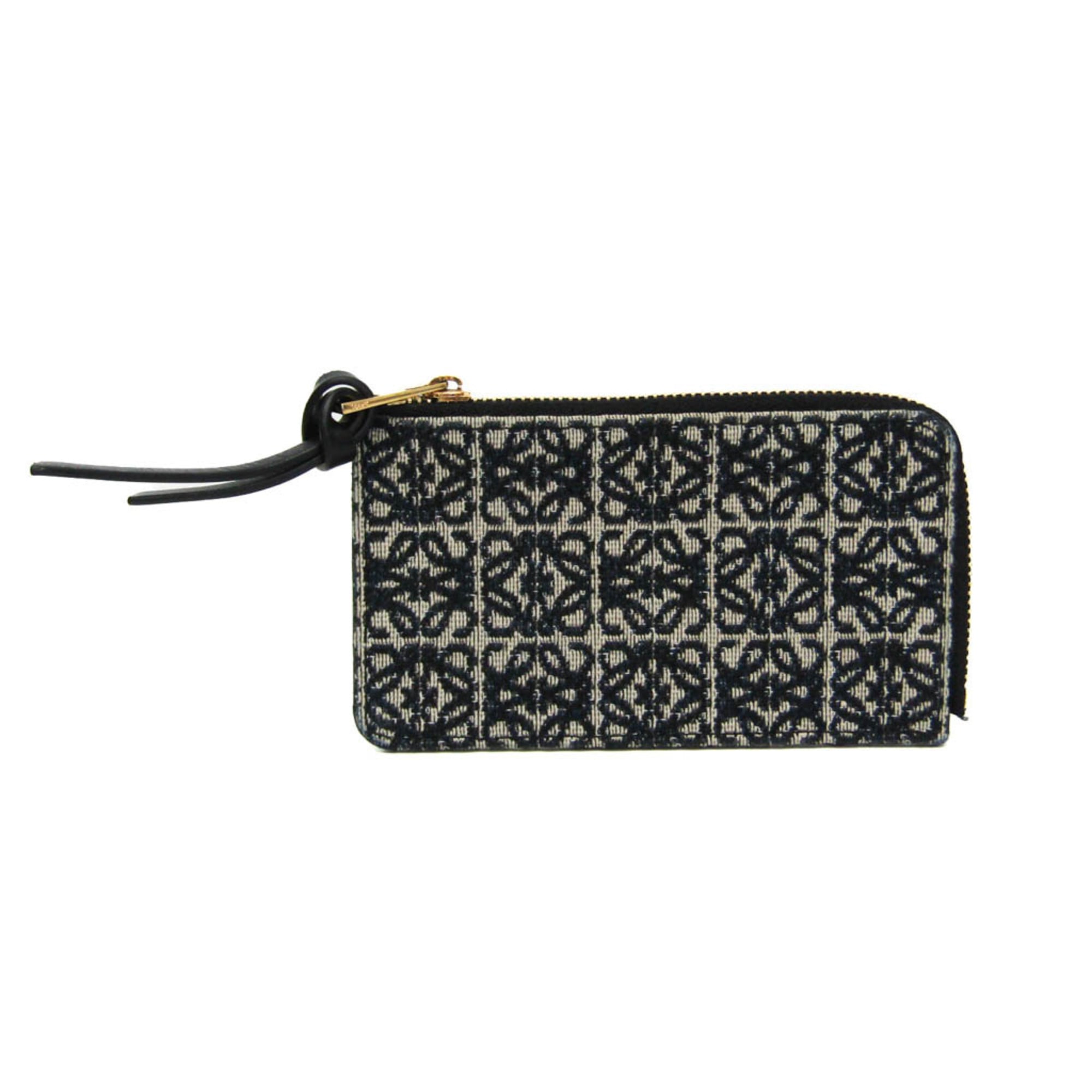 Loewe Anagram Coin Card Holder C604Z40X02 Women's Leather,Cotton Canvas Coin Purse/coin Case Black,Light Beige