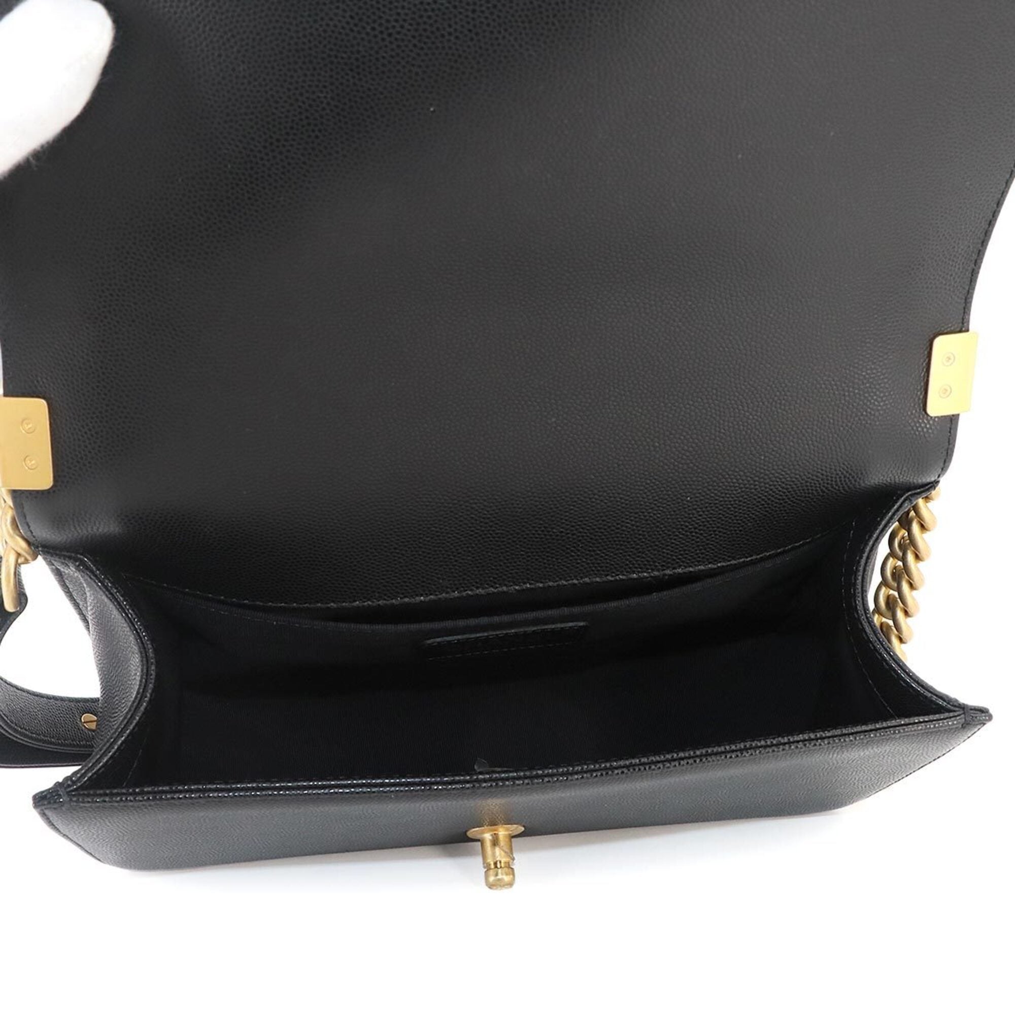 Chanel Boy Chain Shoulder Handbag, Caviar Leather, Black, A67086, Gold Hardware, BOY CHANEL Bag — Like New
