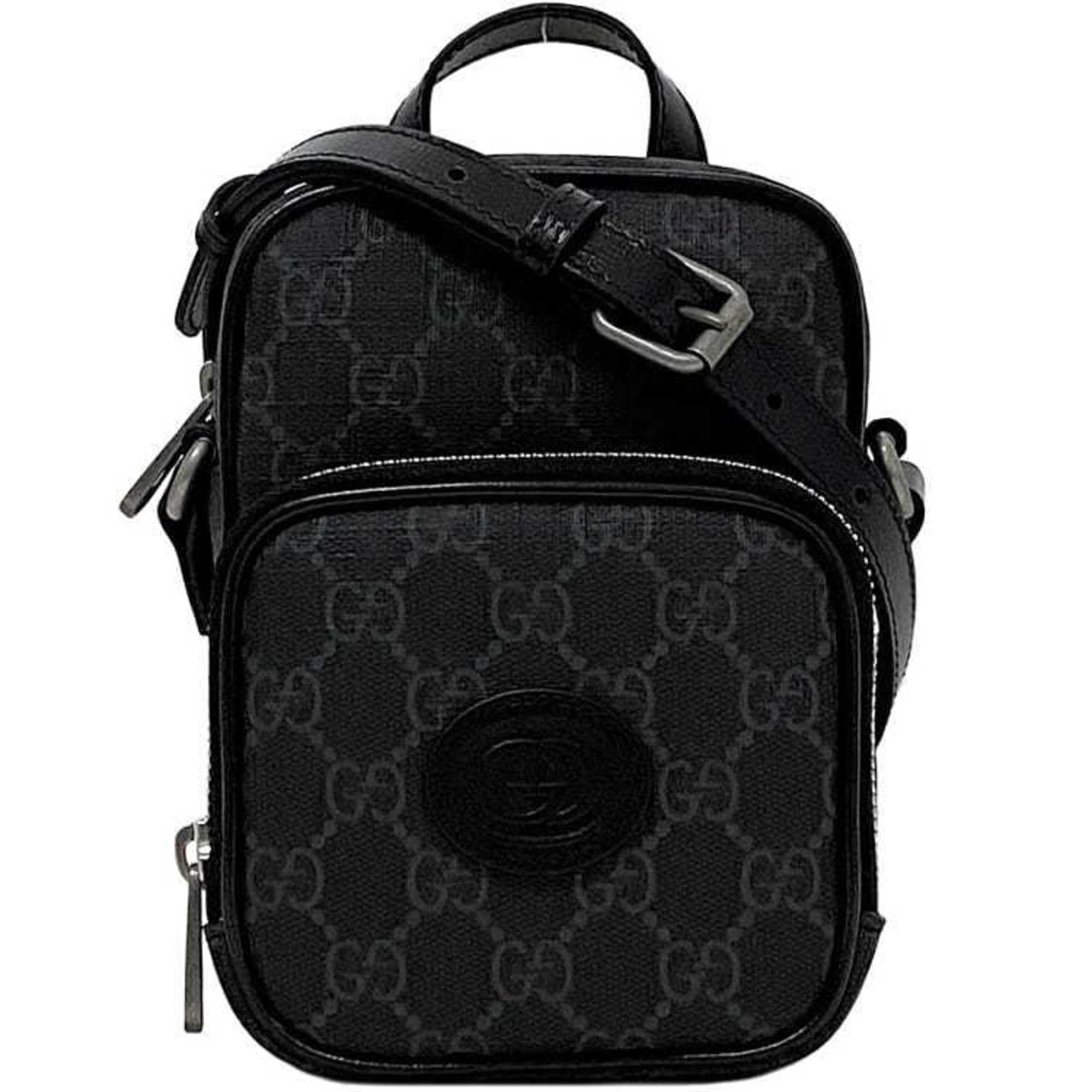 Gucci Shoulder Bag f-21810 Black Interlocking 672952 92TCN 1000U PVC Leather 0416 GUCCI Pochette Crossbody GG Supreme Unisex Women Men — Like New