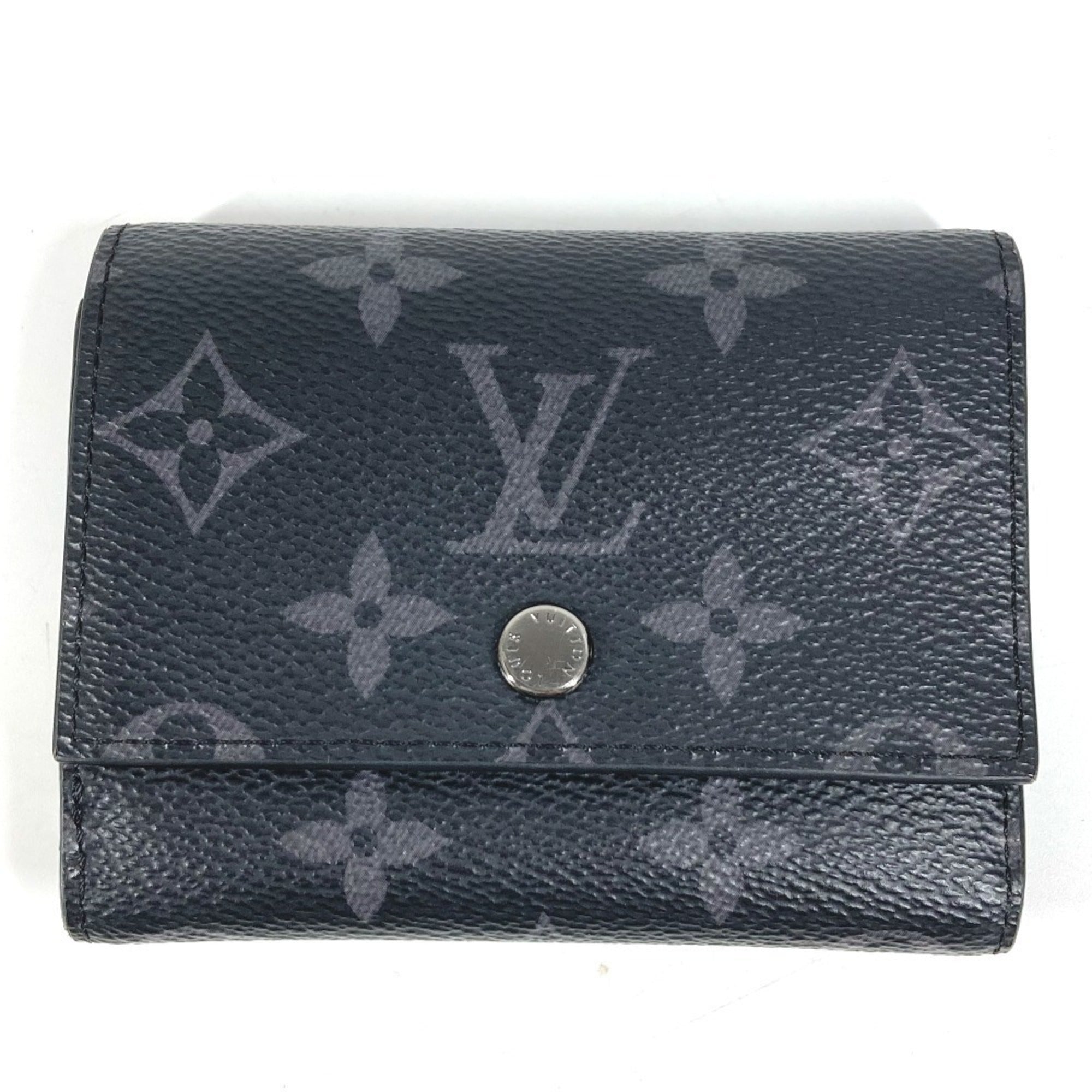 LOUIS VUITTON M12598 Monogram Eclipse Victor Wallet, Compact Trifold Canvas, Black, for Men and Women