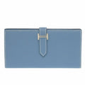 Hermes Bearn soufflet blue jean Epsom leather L stamp (2008 model) long wallet 0058HERMES