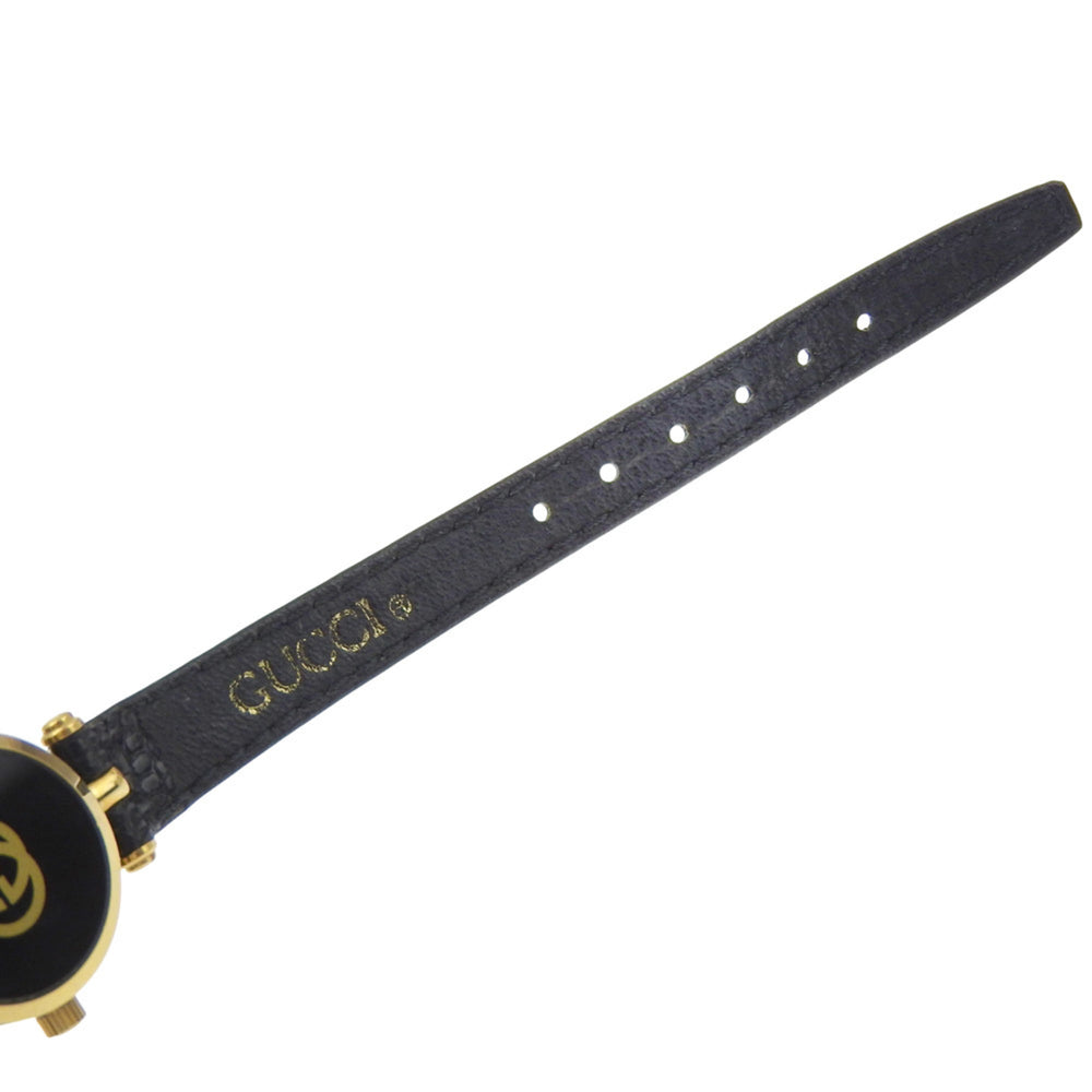 Gucci Sherry watch, gold-plated stainless steel, gold quartz, analog, black dial, women's — Very Good