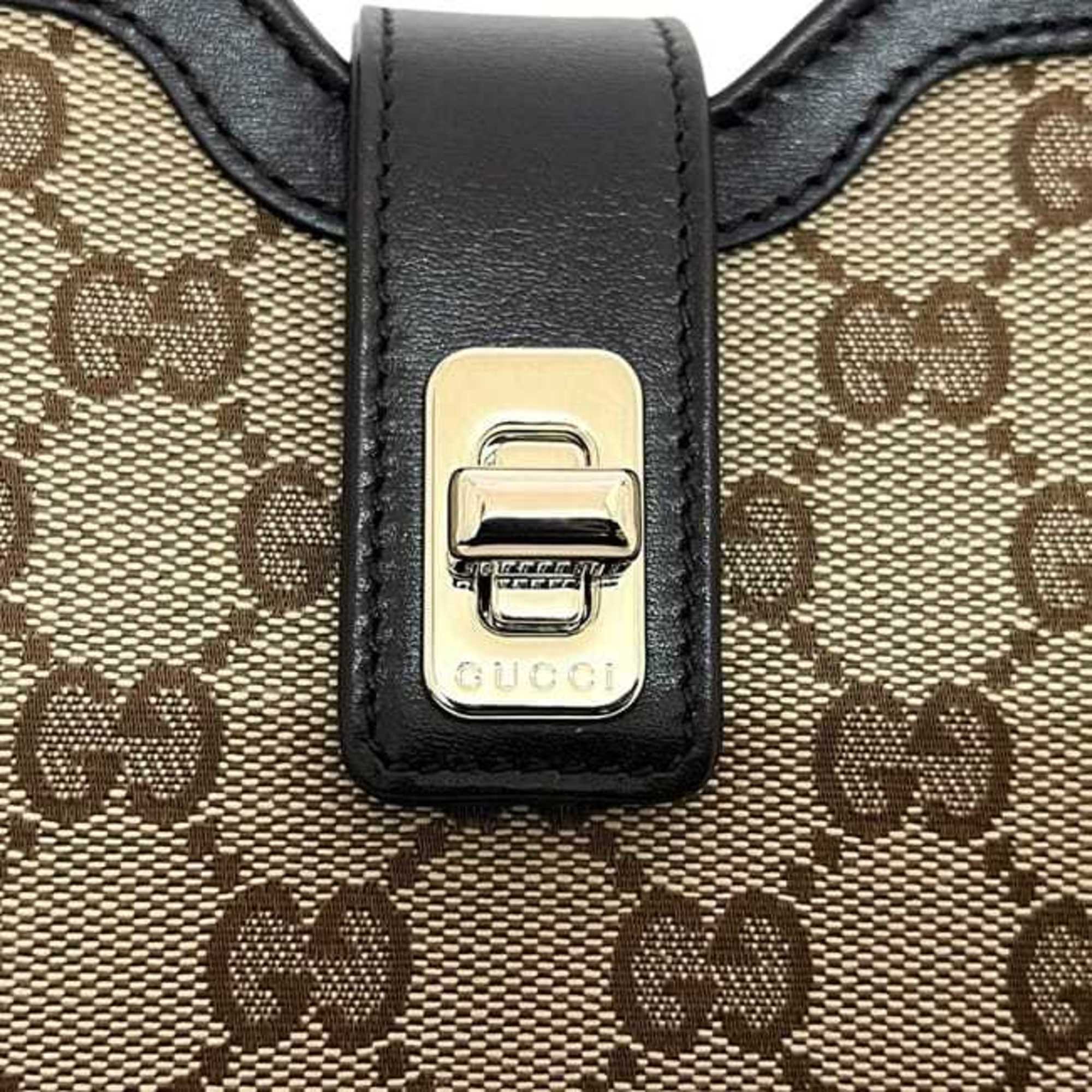 Gucci Moonside Shoulder Bag f-24565 Beige Brown GG Canvas Sherry 786015 Unused Leather 525040 GUCCI Women's — Like New