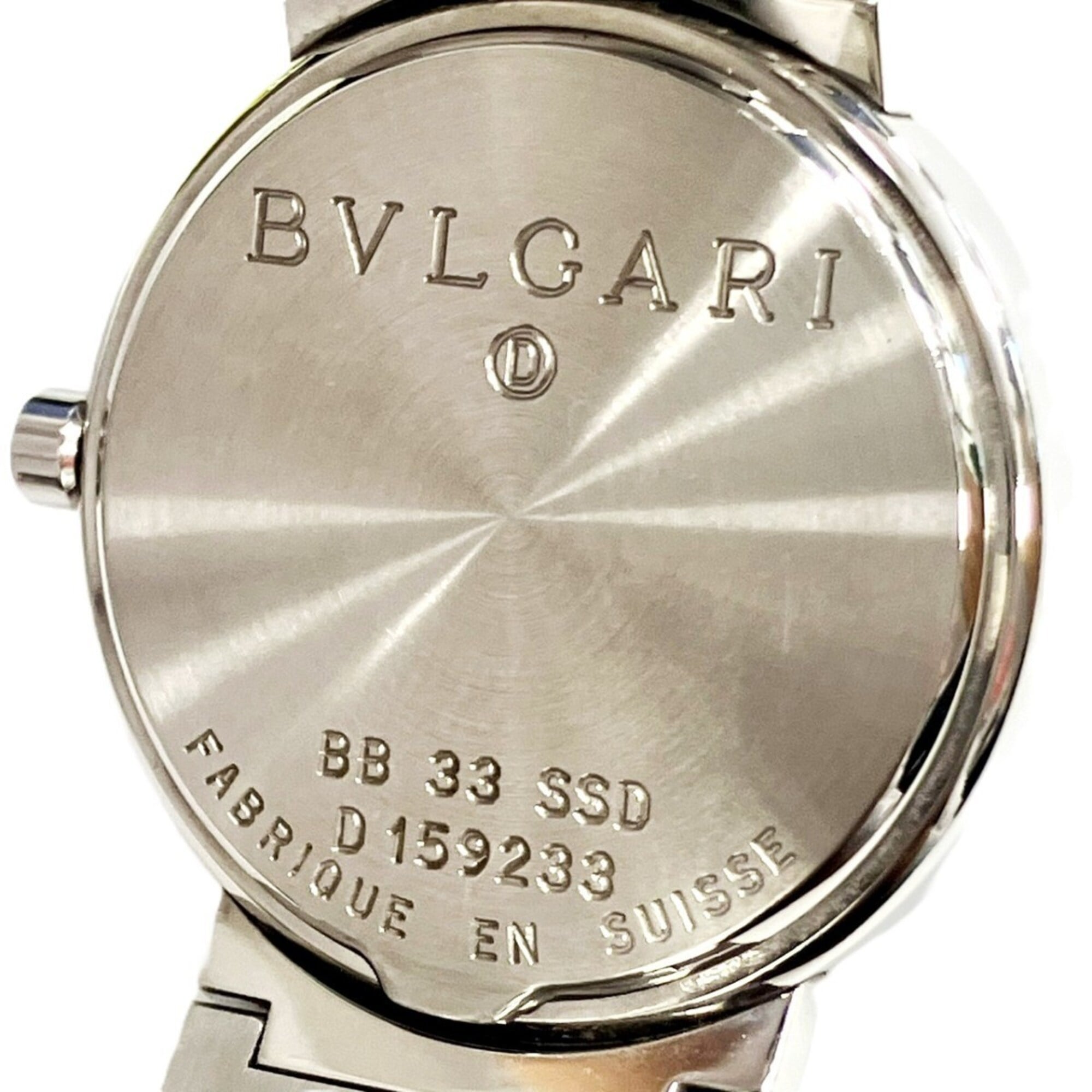 Bvlgari watch, total weight 78.8g, stainless steel, quartz movement, black dial, BB33SSD — Very Good