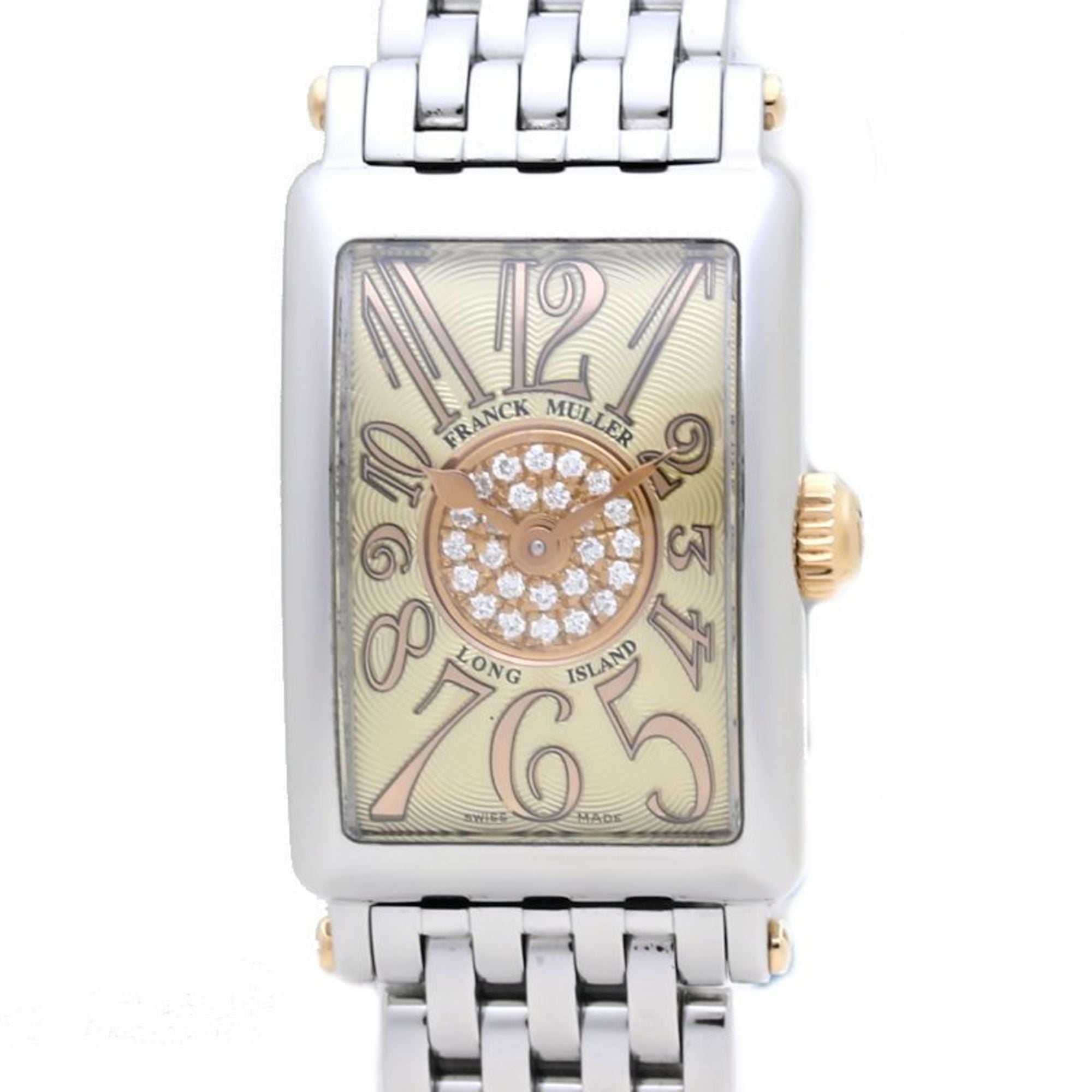 FRANCK MULLER 802 REL CD 1P CP STG Long Island Petite Pastille Stainless Steel xK18PG Pink Gold Ladies 39538 Watch — Very Good