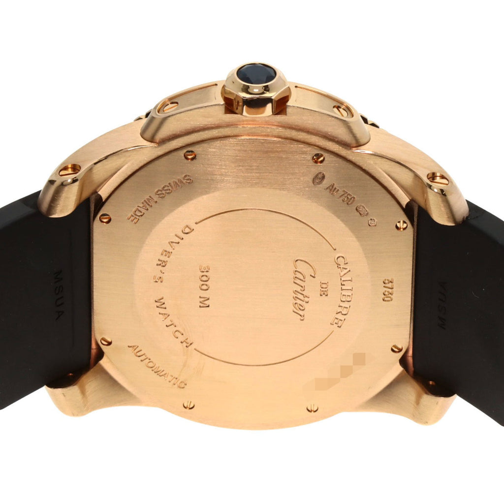 Cartier W7100052 Calibre de Diver's Watch, 18K Pink Gold, Rubber, Men's