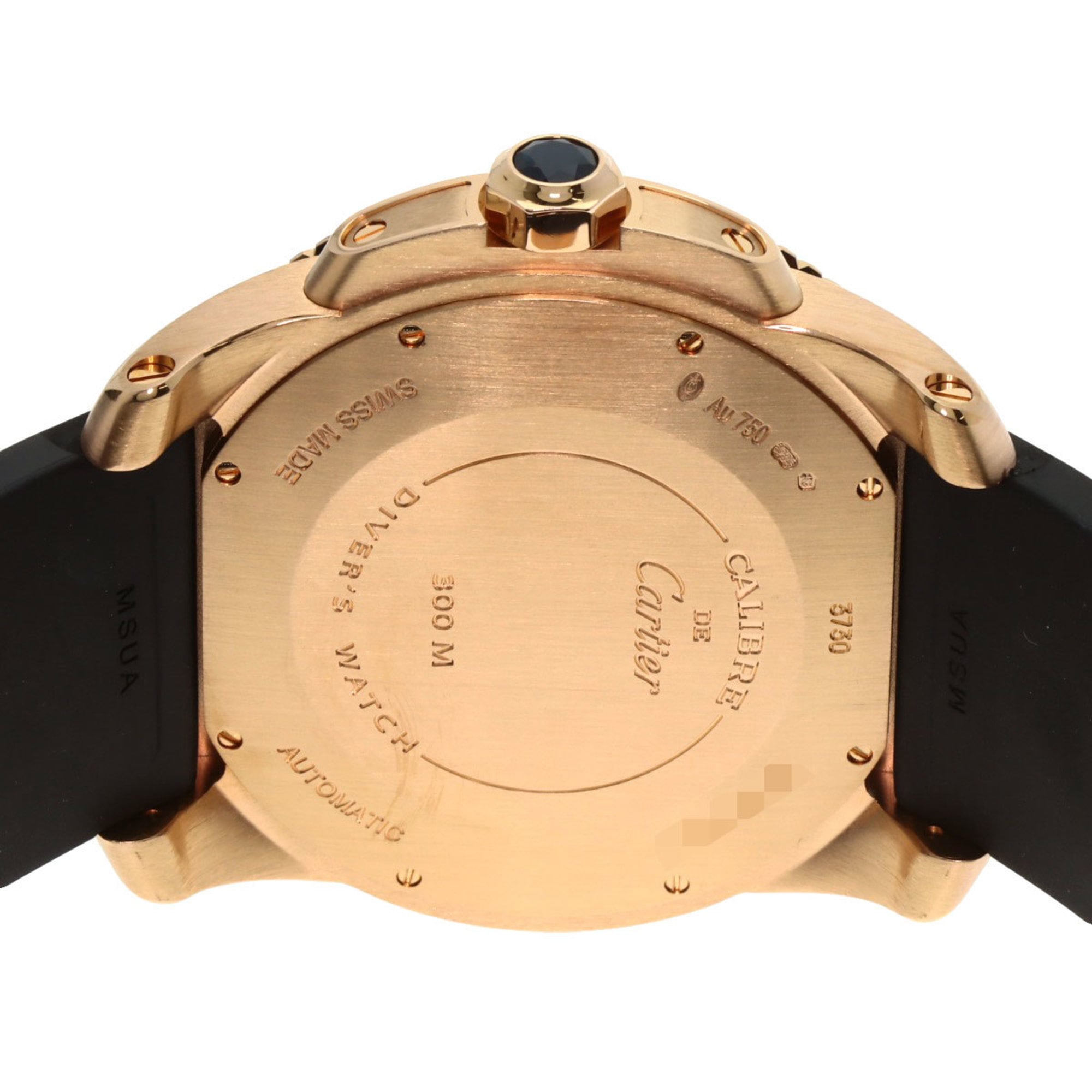 Cartier W7100052 Calibre de Diver's Watch, 18K Pink Gold, Rubber, Men's