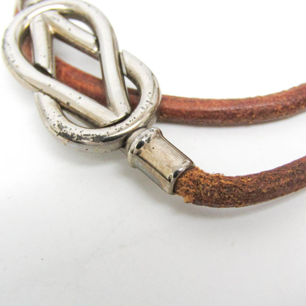 Hermes Atame Choker Leather,Metal Bangle Silver,Brown
