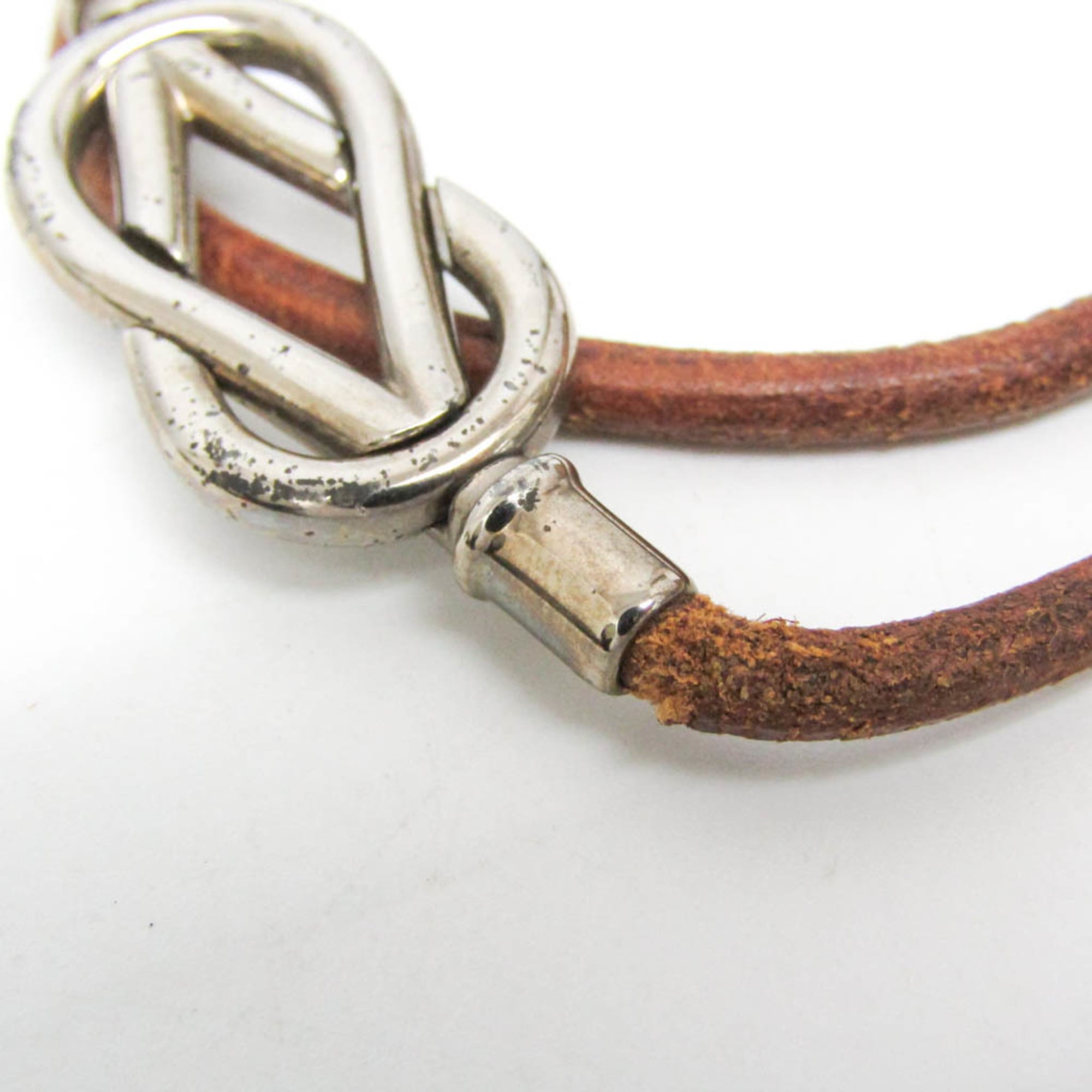 Hermes Atame Choker Leather,Metal Bangle Silver,Brown