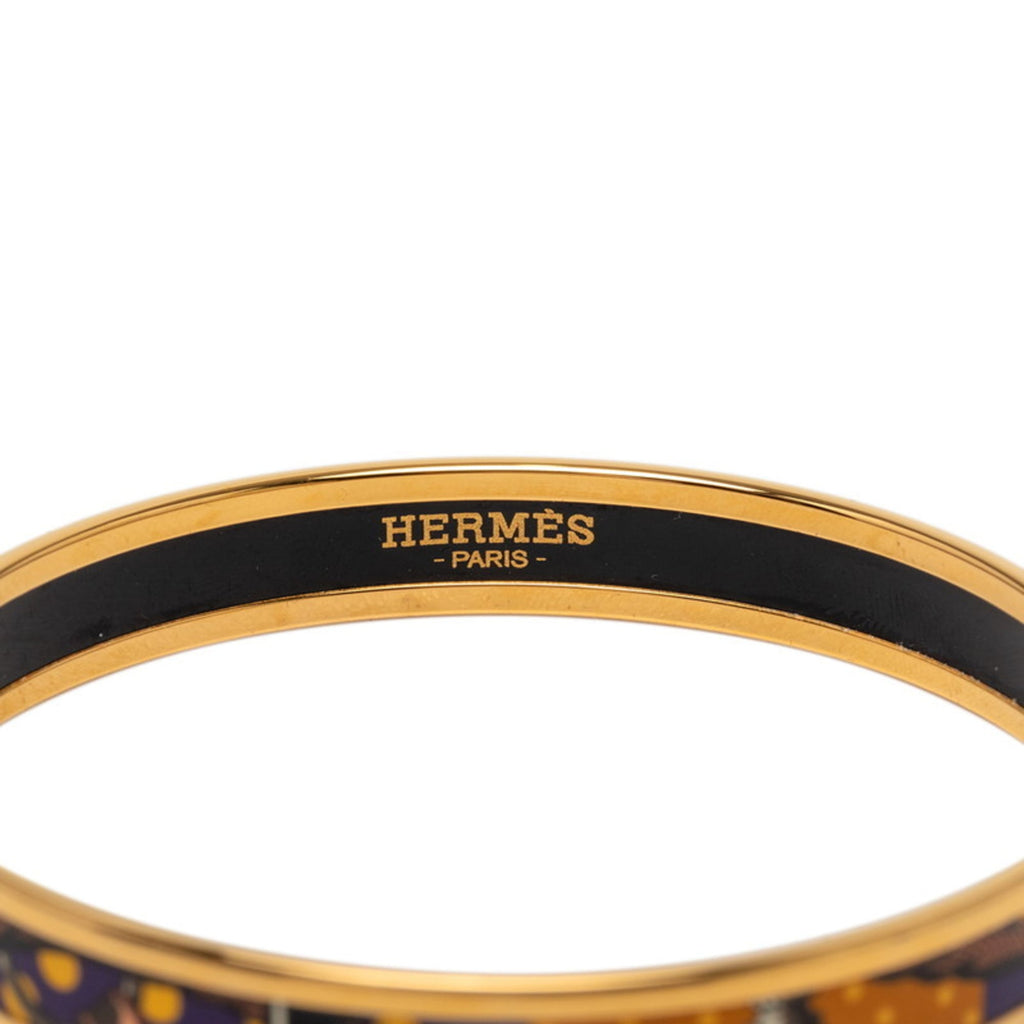 Hermes Enamel PM Cloisonne Bangle in Gold, Black, and Multicolor Plated for Women