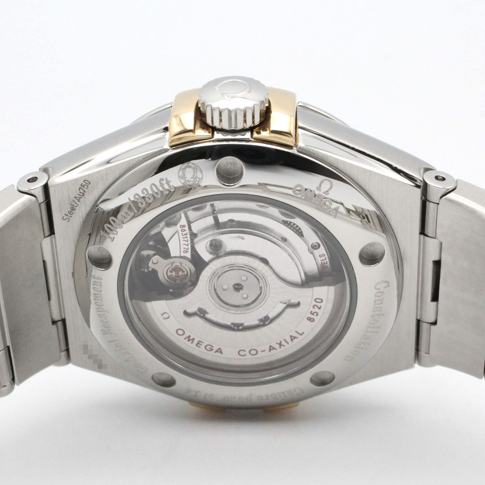 Omega Constellation watch, 18K yellow gold stainless steel, women's, white dial with mother-of-pearl case, model number 123.20.31.20.55.004 — Very Good