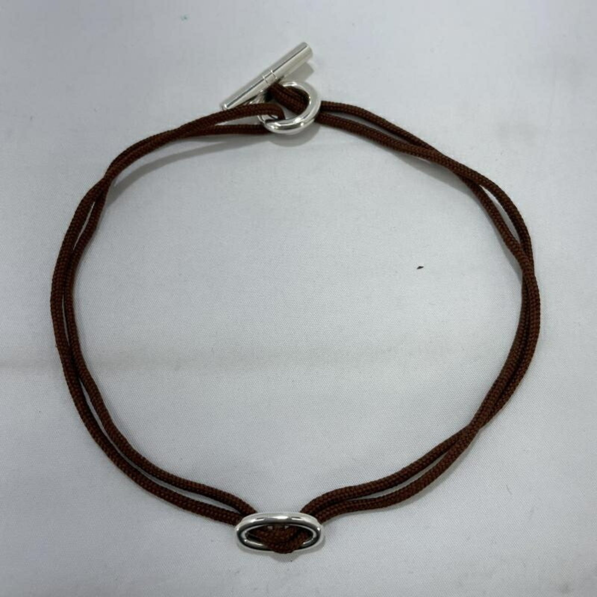 HERMES Chaine d'Ancre Skipper Choker Bracelet, Brown, Hermès Ag925 Silver
