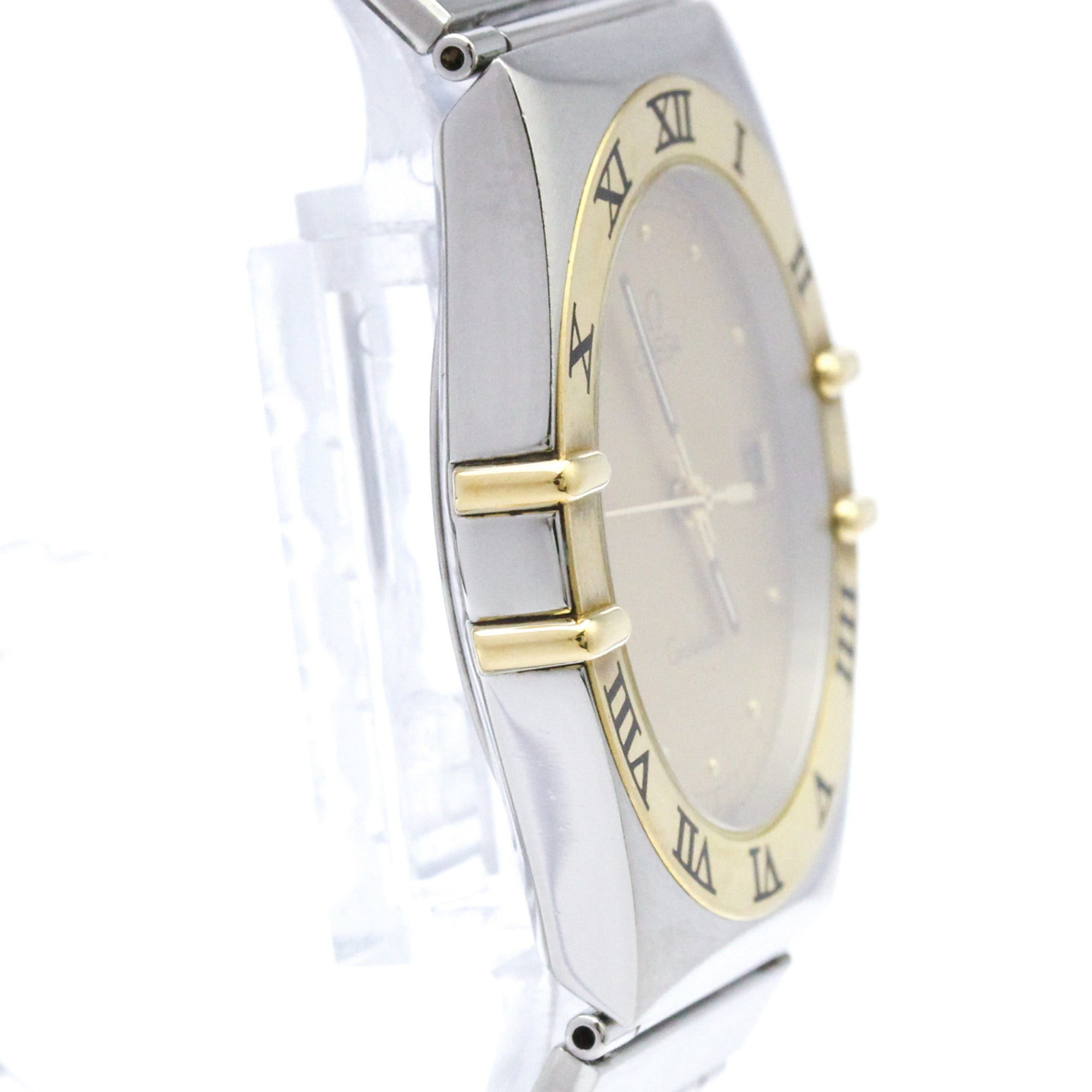OMEGA Constellation 18K Gold Steel Quartz Mens Watch 396.1080 Polished — Very Good
