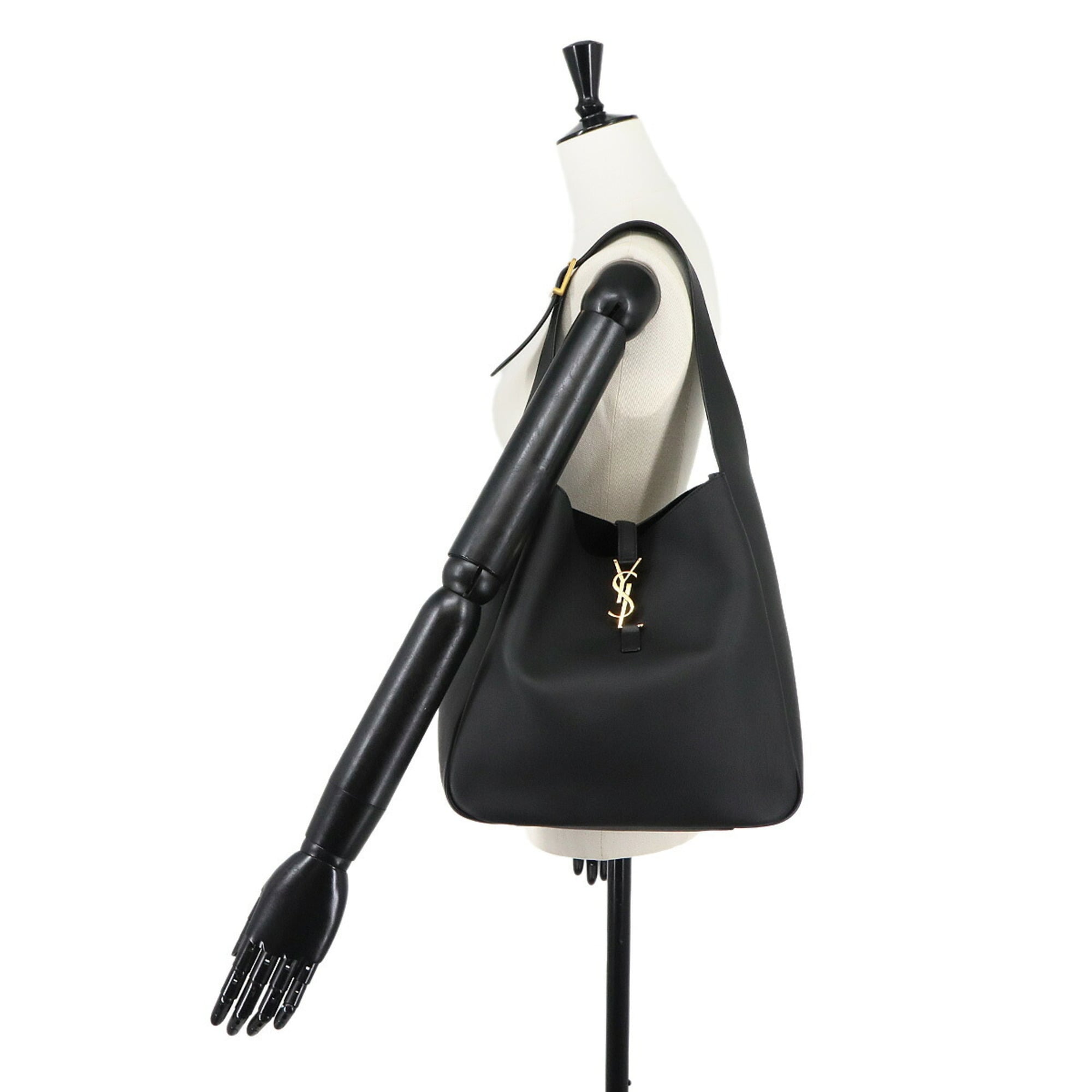 Saint Laurent LE 5 A 7 Soft Large Shoulder Handbag Leather Black 753837 Bag — New - Store Return