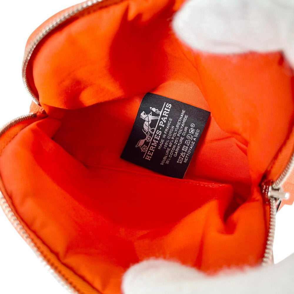 HERMES Bolide Mini Pouch, Toile H, Cosmetic Travel Case, Small Item Orange, Made in France, Women's — Like New