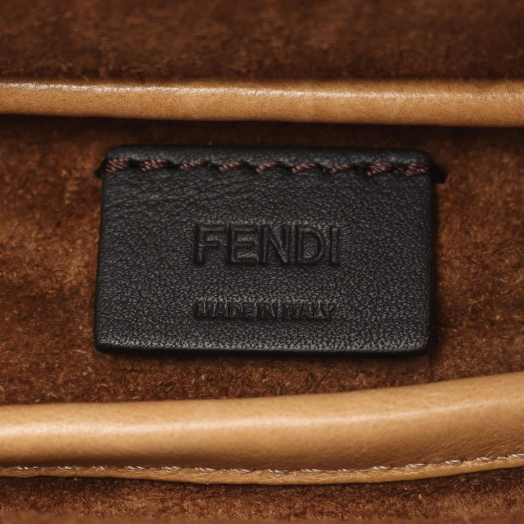 FENDI Simply FENDY Mini Shoulder Bag, Leather, Women's, Beige, 8BS097